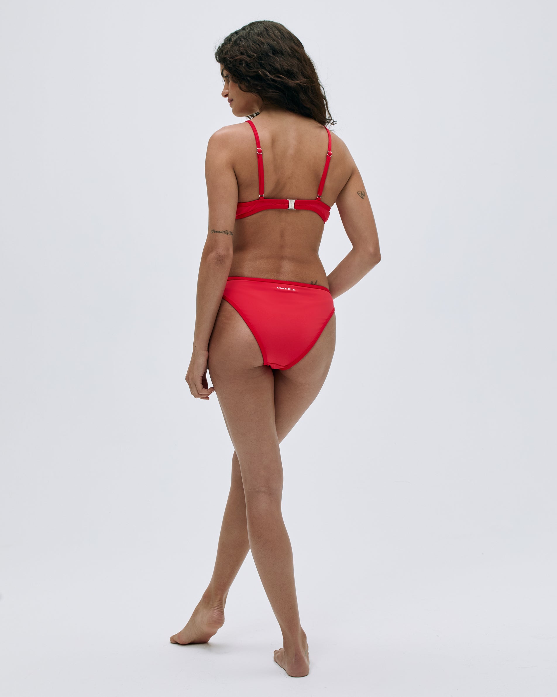High Waist Contrast Bikini Bottom - Apple Red & Dark Red Swimwear for Women - Perfect for Beach Vacations, Pool Parties, and Summer Getaways