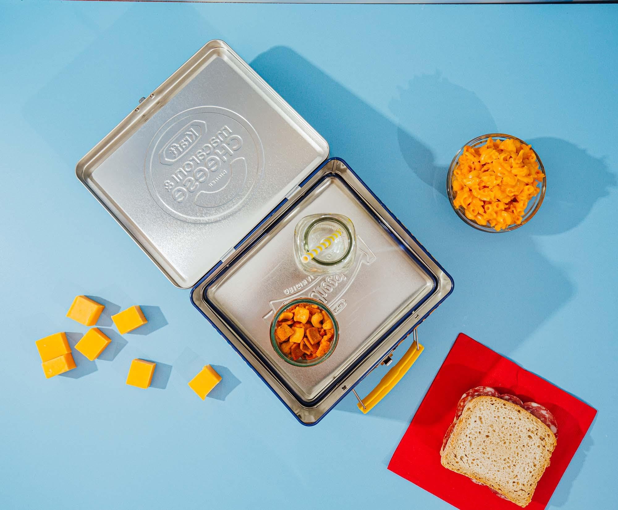 Kraft Macaroni & Cheese Retro Metal Lunch Box with Handle - Vintage Style Reusable Storage Container for School, Office & Picnics | Food Organizer & Collectible Tin Box