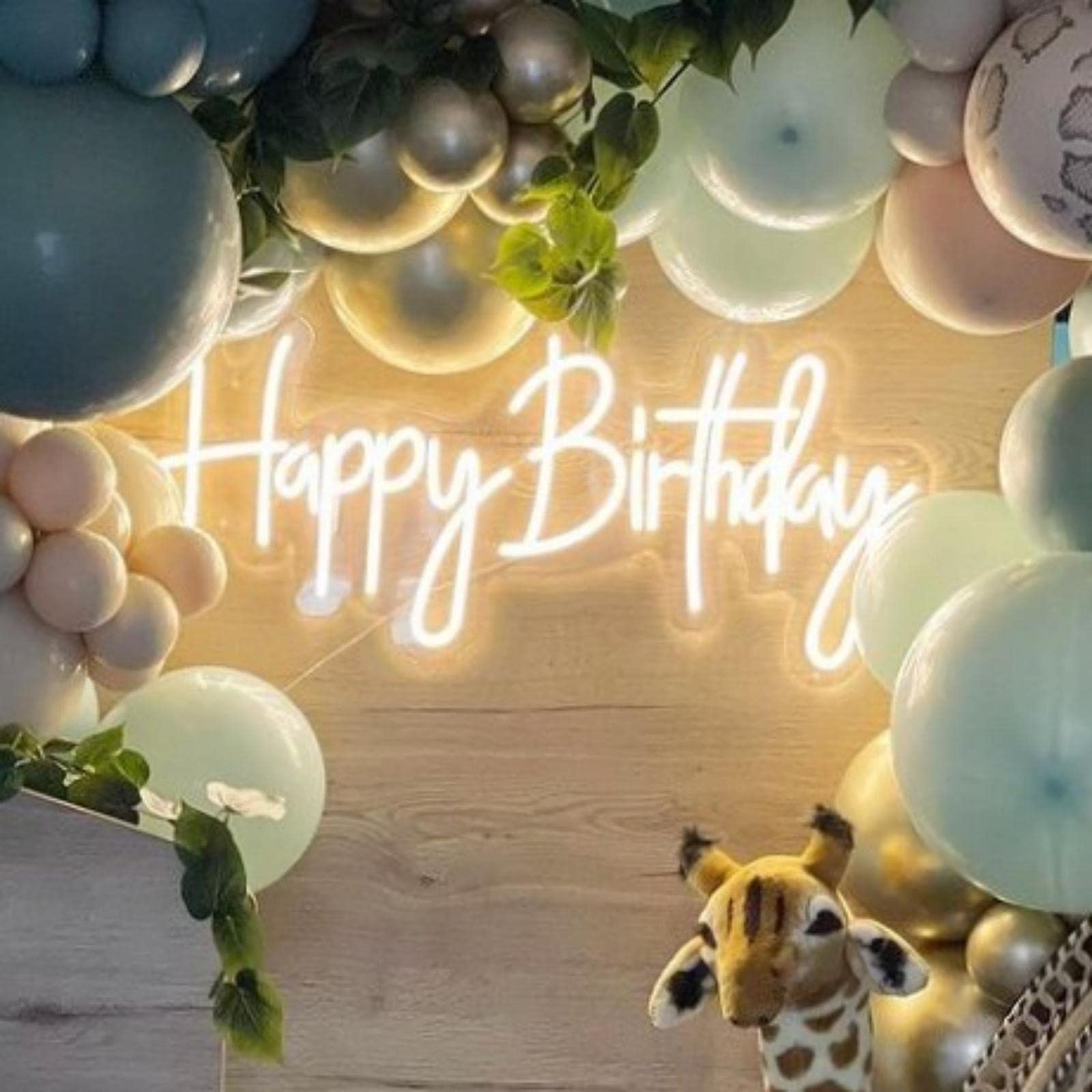 Happy Birthday Neon Sign - Dimmable LED Light for Birthday Party Decor, Family & Girlfriend Gift (23.6