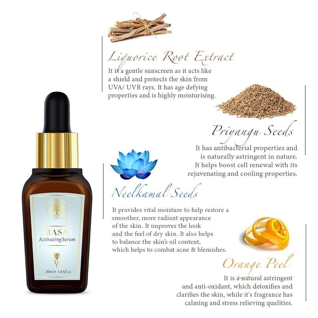 Forest Essentials Activating Serum Rasa - 30ml Anti-Aging Face Serum with Natural Ingredients for Glowing Skin | Perfect for Daily Skincare Routine & Nighttime Regimen