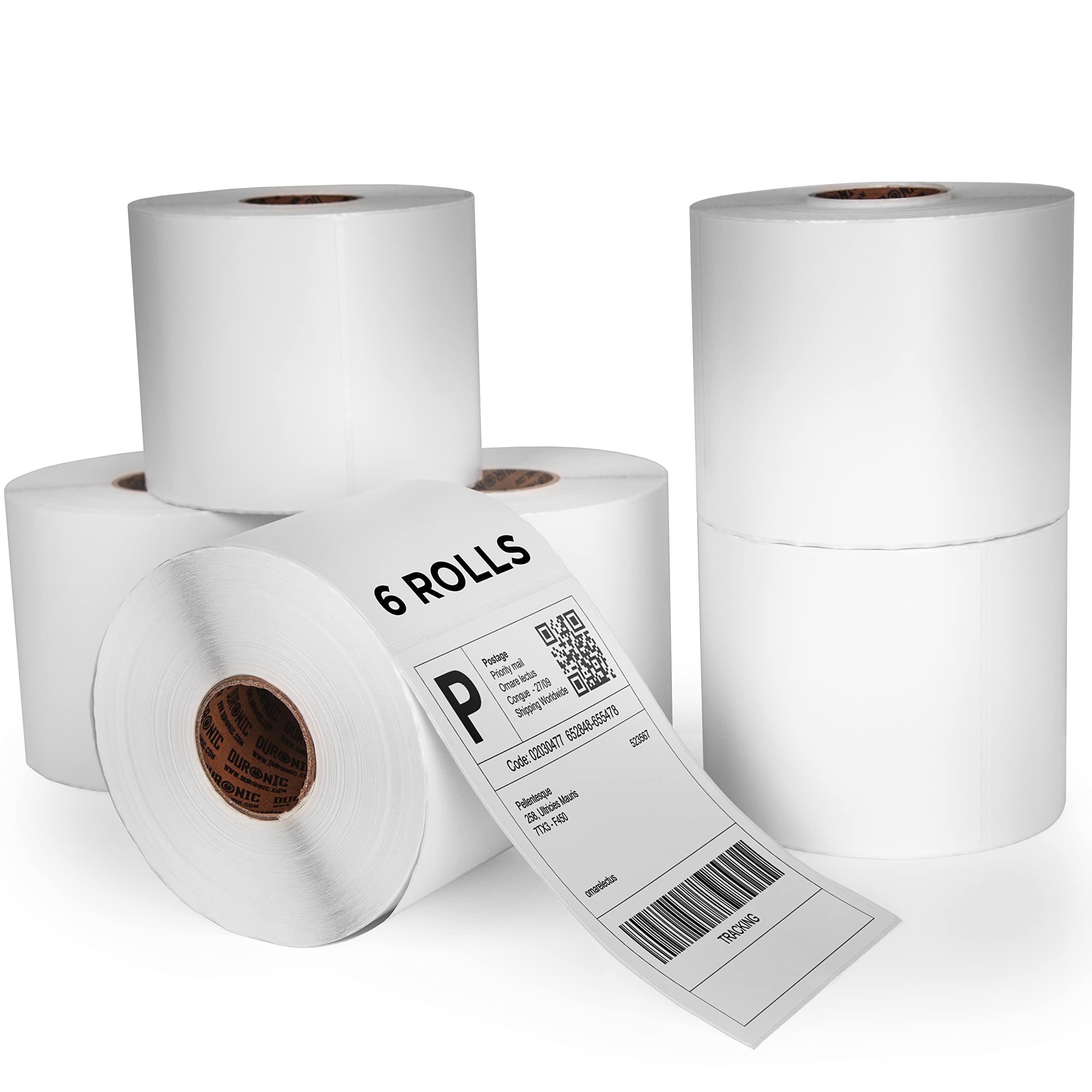 Duronic Thermal Labels LL4X6 [3000 Labels, 6 Rolls] | 100x150mm (4x6