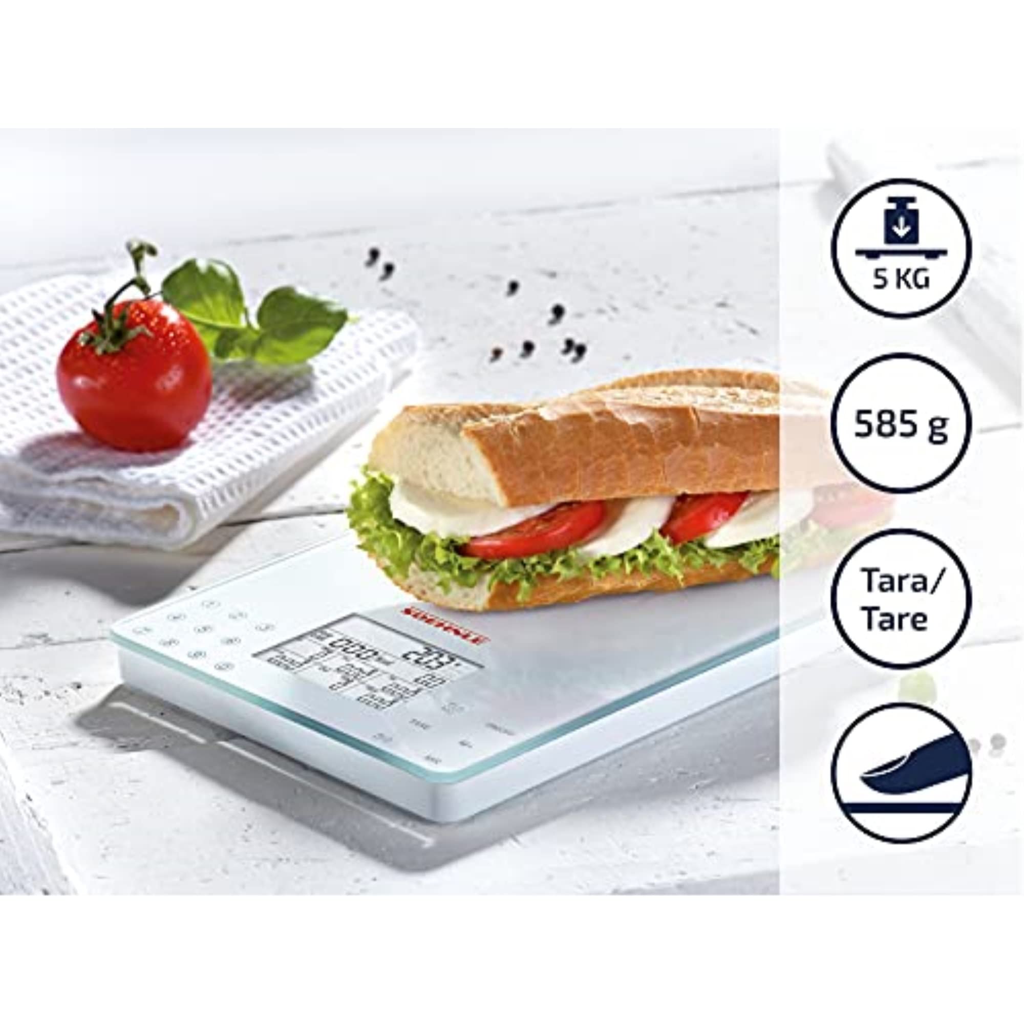 Soehnle 66130 Food Control Easy Digital Kitchen Scale - Precise 11lb/5kg Weight Measurement for Baking, Cooking & Portion Control | Compact & LCD Display | Perfect for Home & Professional Kitchens