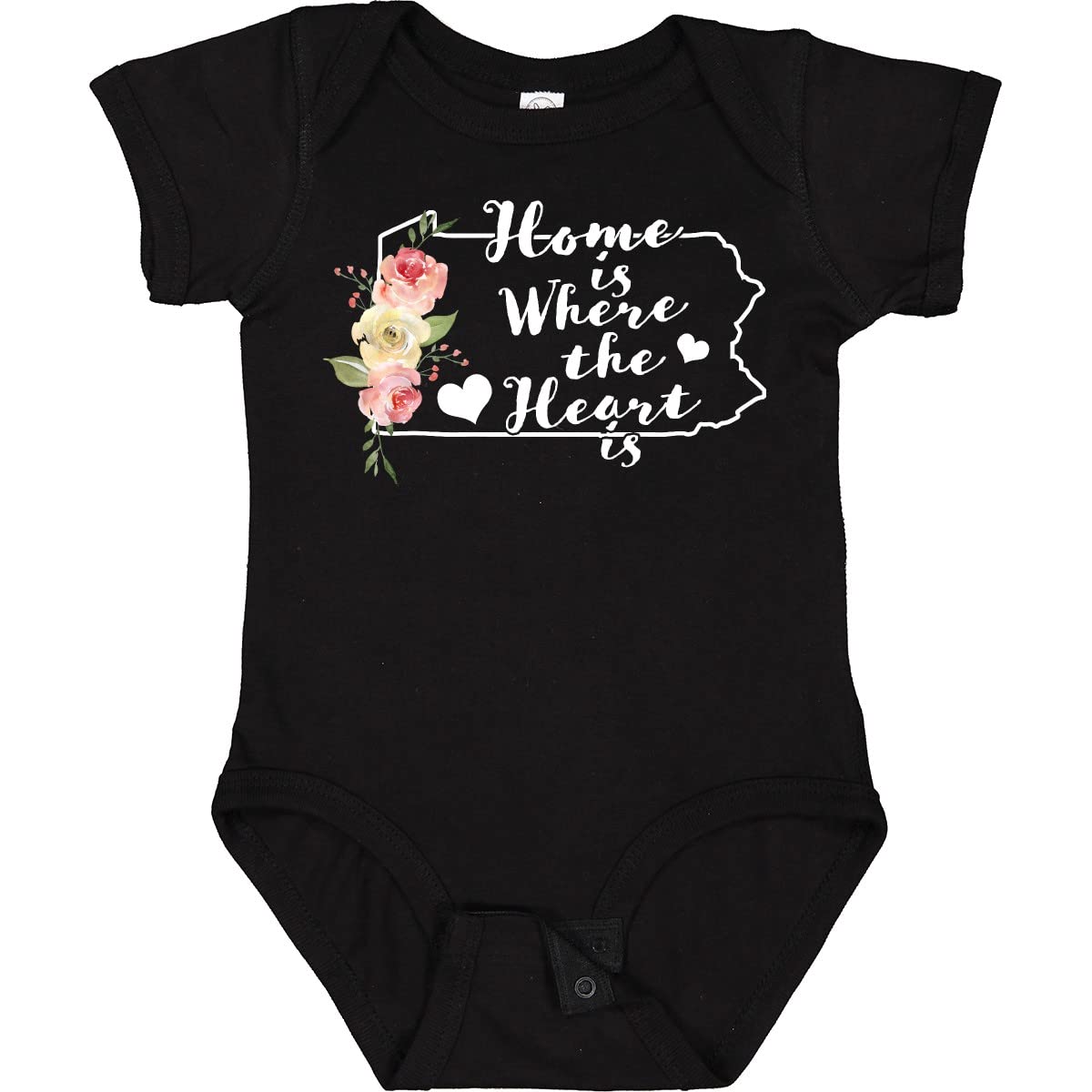 Inktastic Pennsylvania Home Is Where the Heart Is Watercolor Baby Bodysuit - Soft Cotton Infant Onesie for Newborns, Gifts & Family Photos