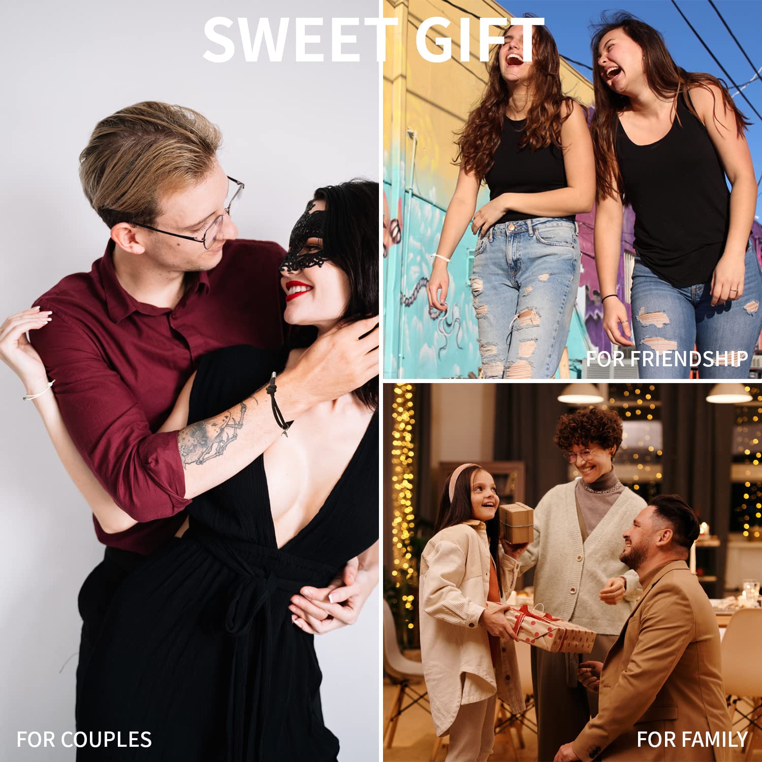Matching Couple Bracelets Set for Women & Men - Magnetic Pendant Bracelets for Lovers, Friendship & Parent-Child Gifts | Perfect for Anniversaries, Valentine's Day & Romantic Dates