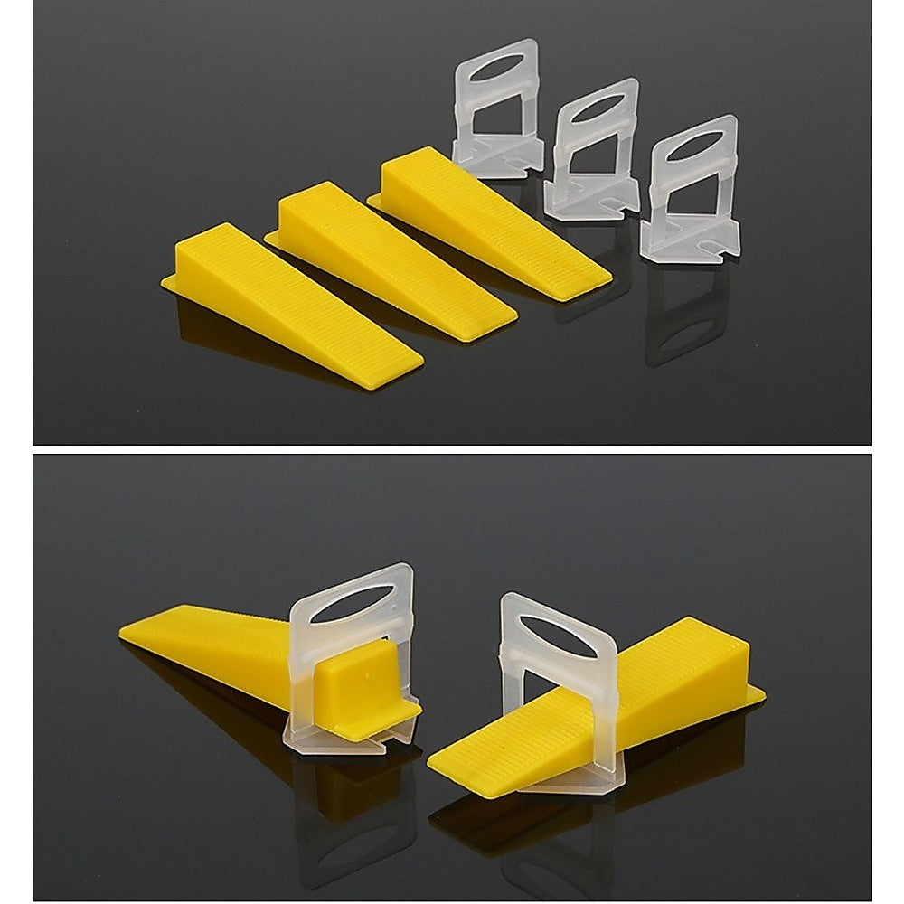 1000pcs Tile Leveling System Clips - Professional Floor and Wall Tile Spacers with Wedges - Perfect for DIY Home Renovation, Bathroom & Kitchen Tiling Projects