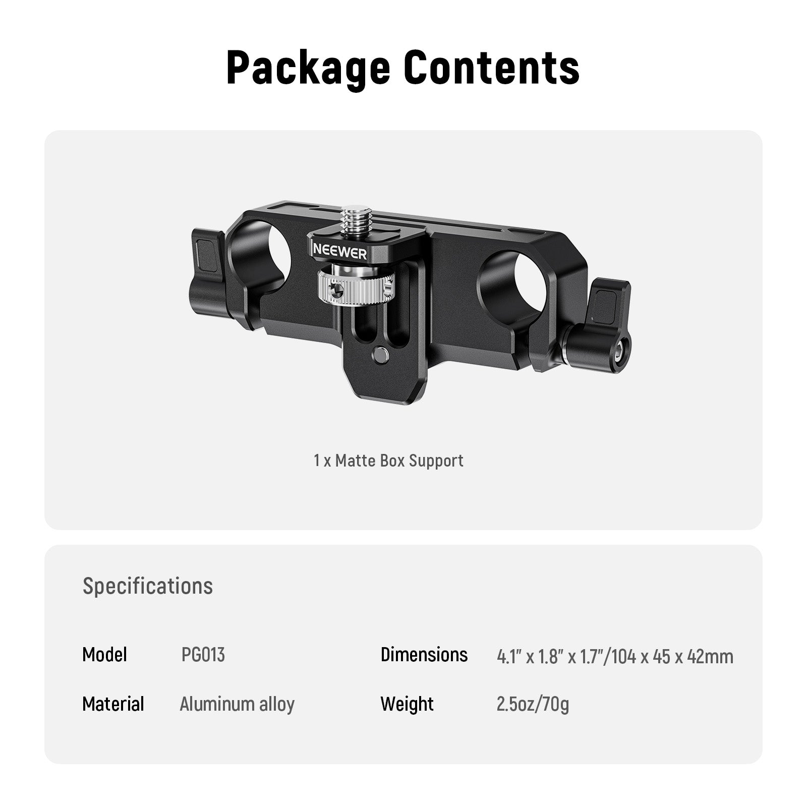 NEEWER PG013 15mm Rod Clamp Matte Box Support - Height Adjustable Camera Mount for DSLR & Mirrorless Filmmaking - Perfect for Video Production, Vlogging and Cinematic Shots