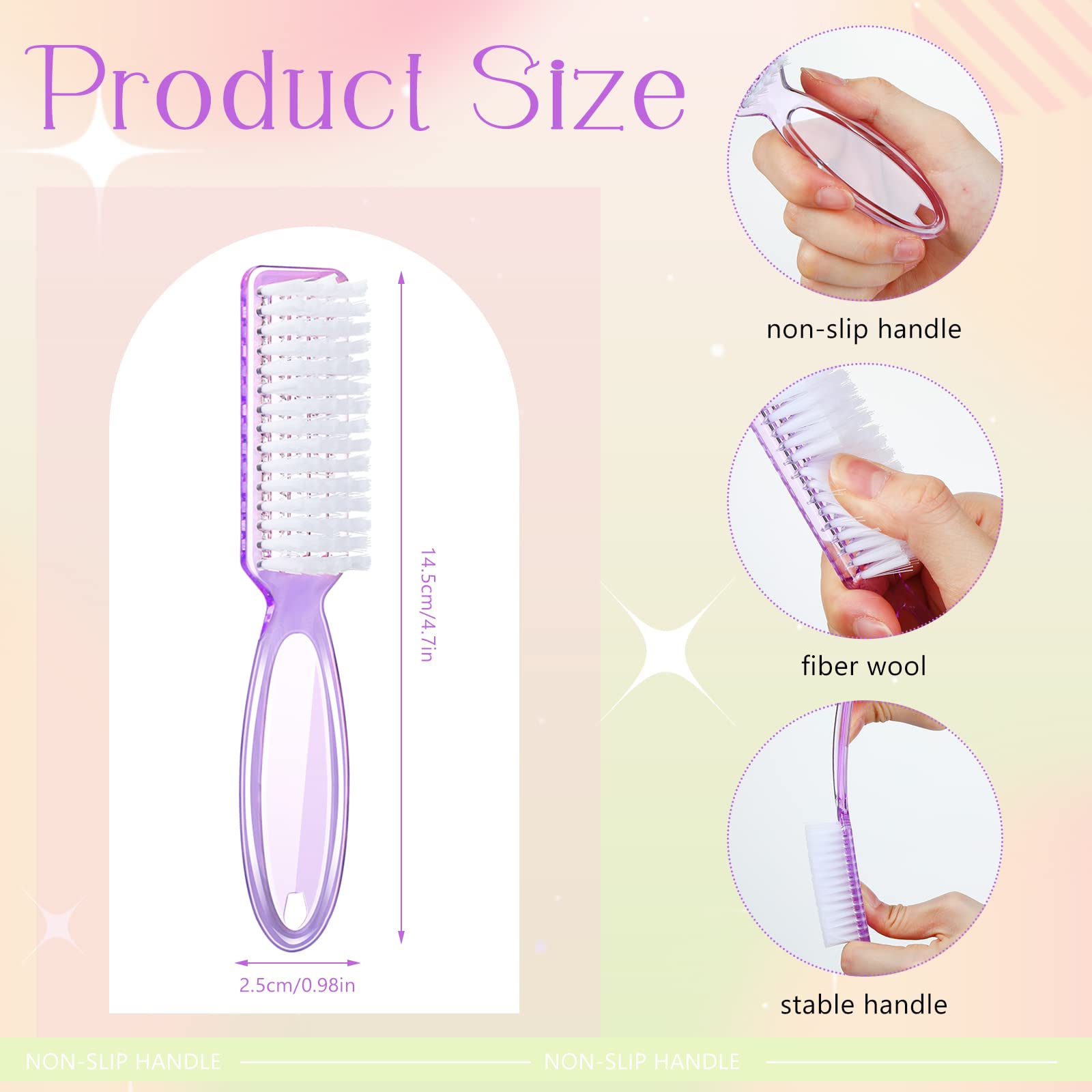100 Pcs Bulk Nail Cleaning Brushes - Professional Manicure & Pedicure Scrubber Brushes for Fingernails and Toes - Durable Handle, 5 Colors - Perfect for Salons, Home Nail Care, and DIY Beauty Kits