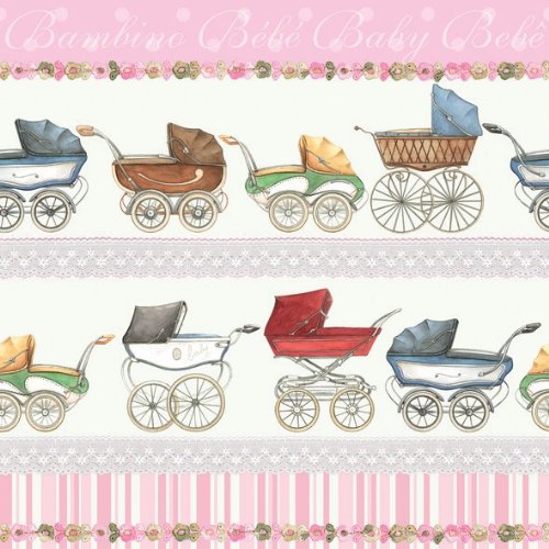 Premium Rose Baby Carriages Beverage Paper Napkins - Elegant Floral Design for Baby Showers, Bridal Parties & Tea Events - 100-Pack Disposable Decorative Napkins