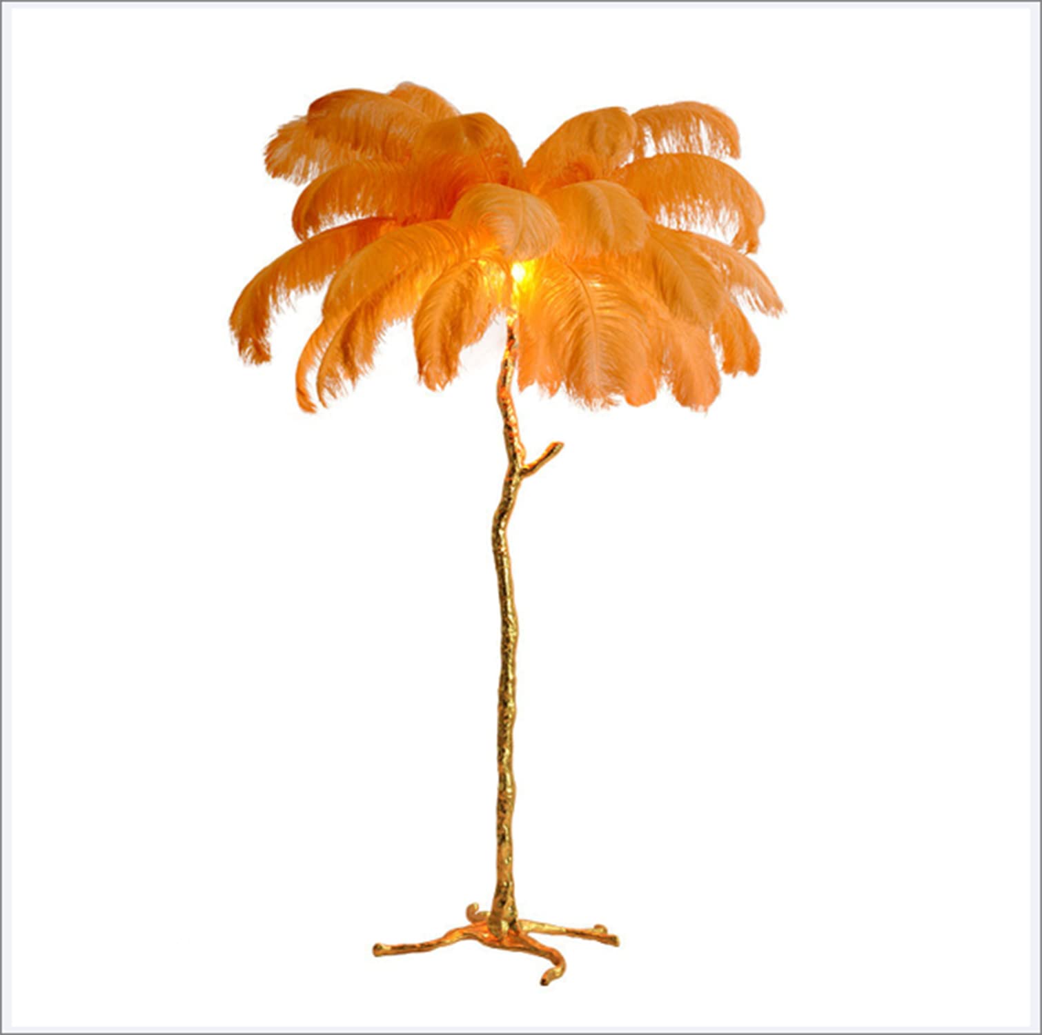 Nordic LED Feather Floor Lamp - Tall Resin Ostrich Feather Standing Light for Living Room, Bedroom, Office | Modern Home Decor & Reading Light | Soft Pink Ambient Lighting