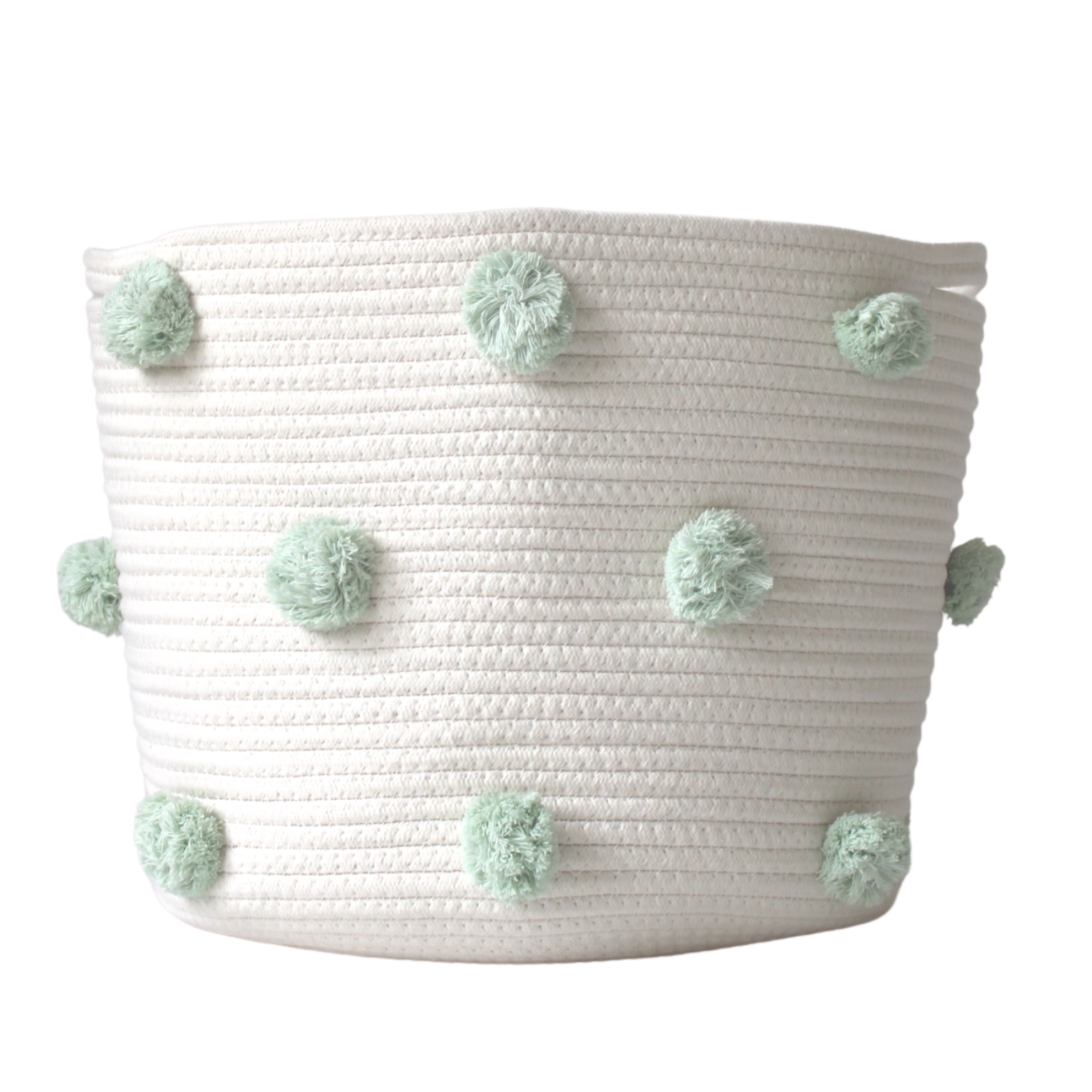 Premium Large Mint Green Pom Pom Storage Basket - Perfect for Home Organization, Nursery Decor, and Laundry Storage