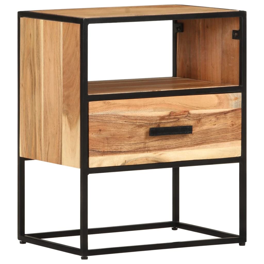 Modern Acacia Wood Nightstand - 15.7