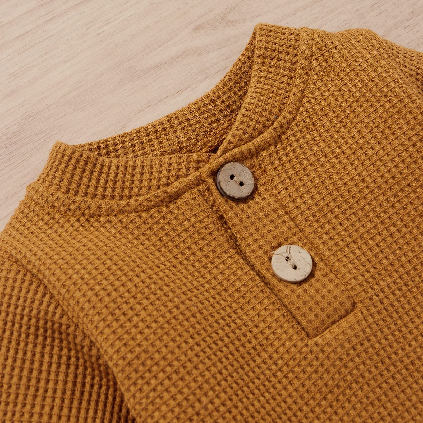 Unisex Newborn Baby Clothes Set - Fall/Winter Waffle Knit Long Sleeve Top & Pants Outfit for Boys & Girls | Soft Infant Wear for Daily Comfort & Photo Shoots