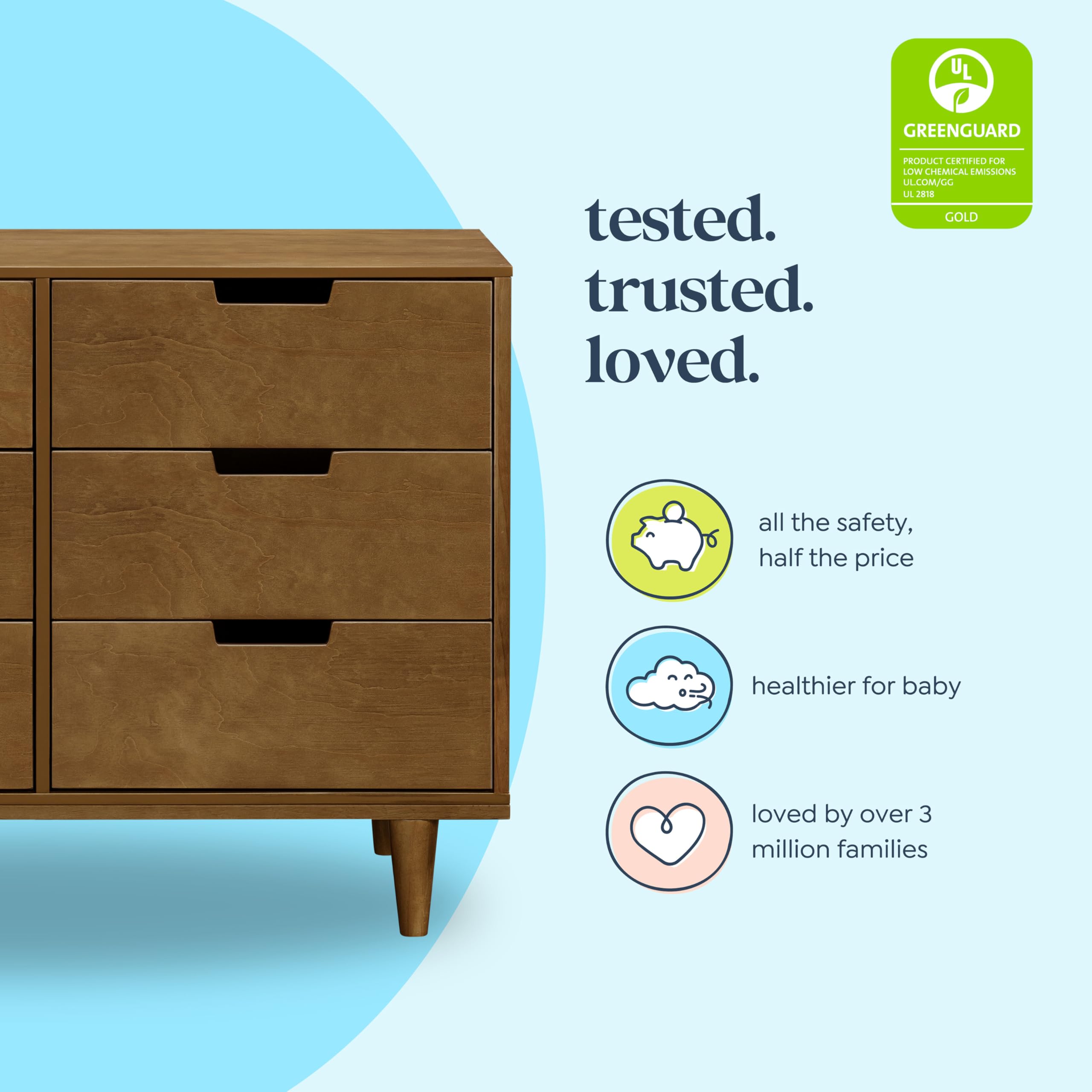 DaVinci Marley 6-Drawer Dresser for Nursery & Kids Bedroom - Solid Wood Toddler Dresser for Boys & Girls - Multi-Functional Chest of Drawers for Living Room & Hallway - Walnut Finish - Perfect for Baby Clothes Storage & Home Organization