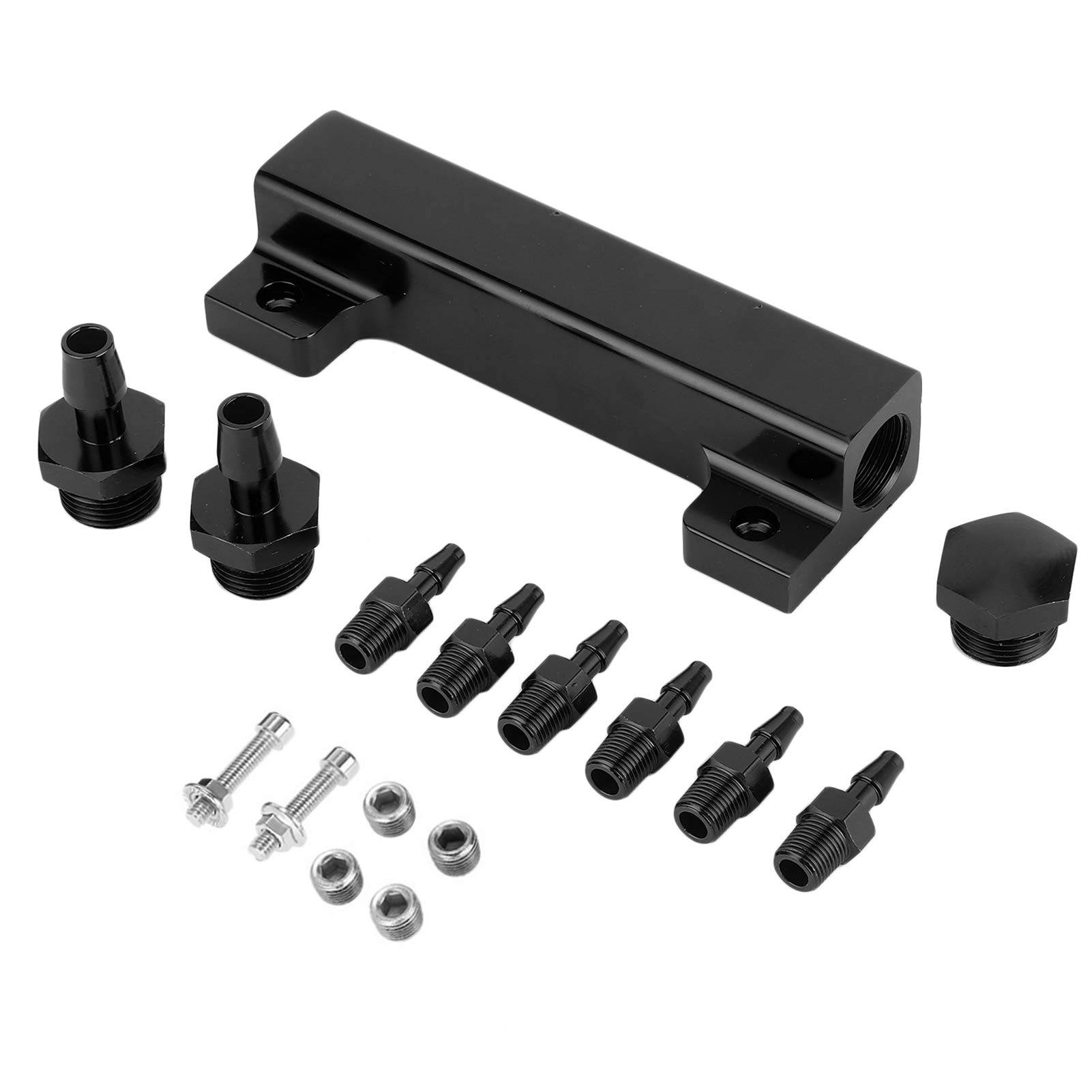 KIMISS 6 Port Aluminum Alloy Universal Vacuum Manifold Kit for Fuel Gas Wastegate Turbo Boost - Black | High Performance Intake Manifold for Car Engine Tuning & Turbocharged Vehicles | Perfect for Automotive Repair, Racing & Performance Upgrades