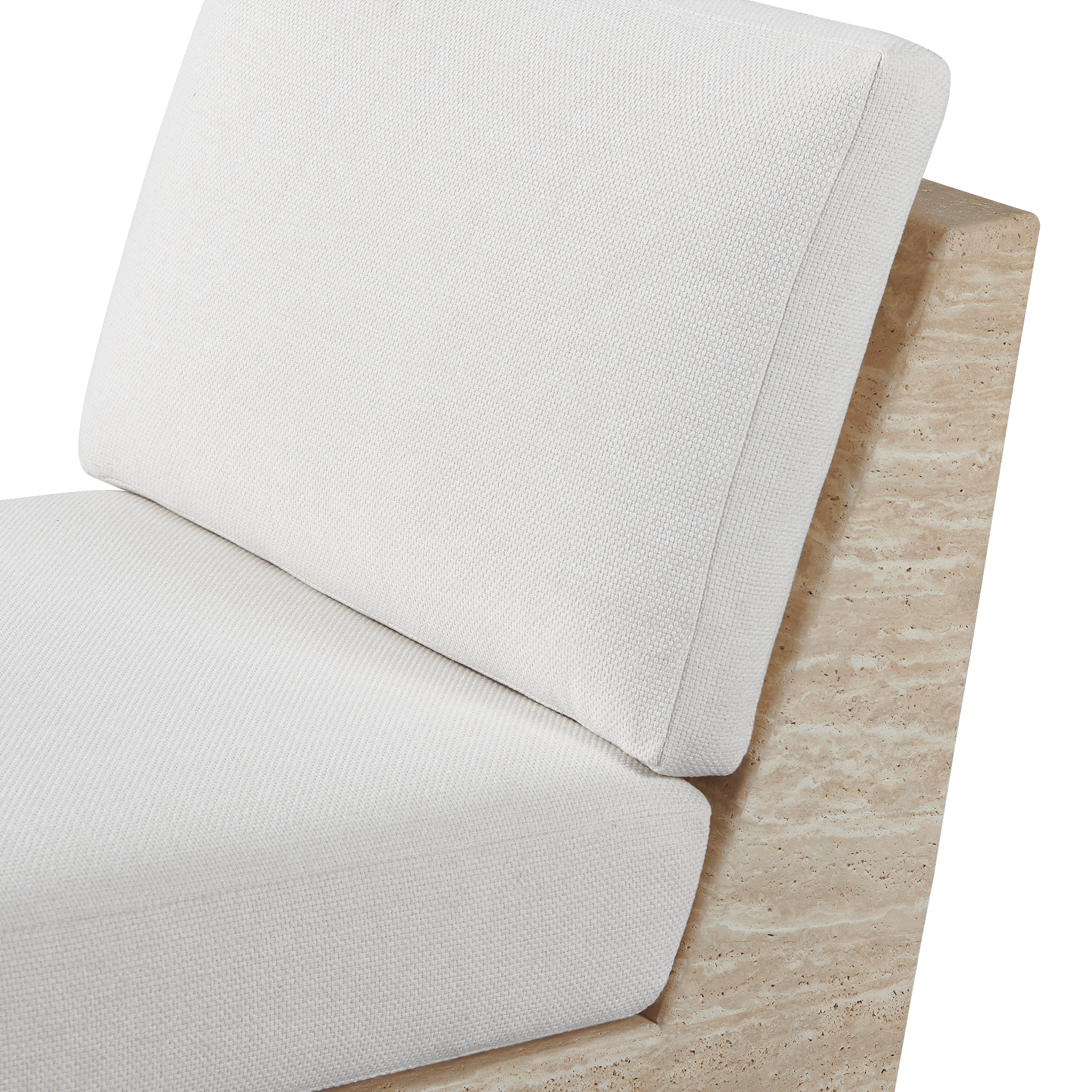 Tulum Travertine Armless Lounge Chair - Modern Outdoor Patio Furniture for Poolside, Garden, and Relaxation
