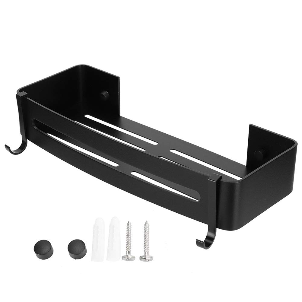 Durable Wall Mount Shower Caddy - Rustproof Bathroom Organizer with Adjustable Shelves for Shampoo, Soap & Toiletries - Perfect for Small Bathrooms & Apartment Showers (Black)