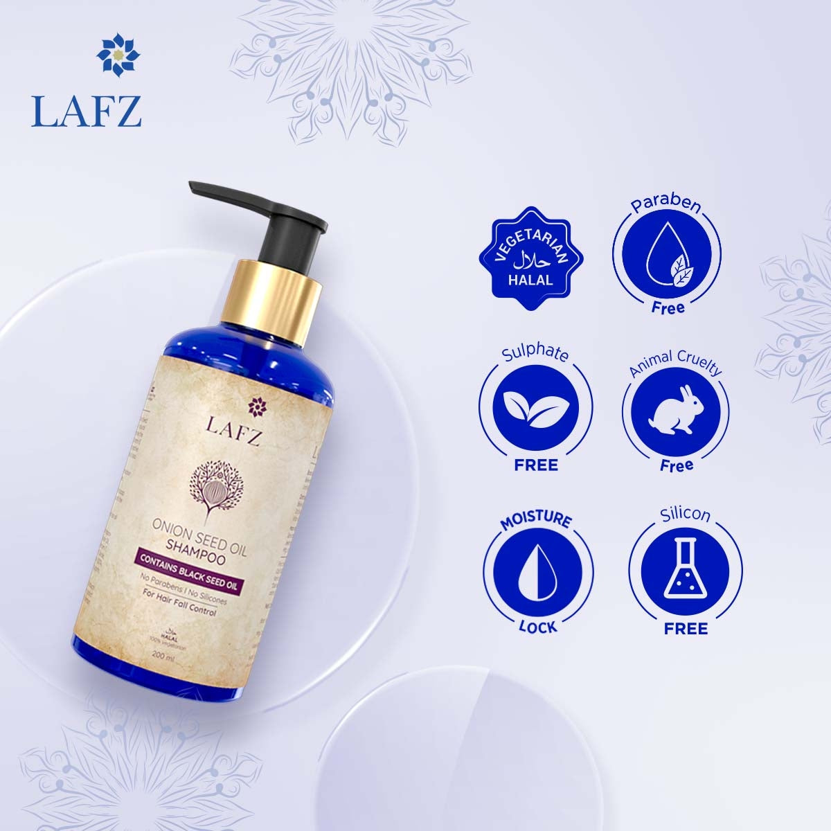 Lafz Onion & Black Seed Hair Shampoo - 200ml for Hair Growth & Scalp Care - Perfect for Dry, Damaged Hair & Dandruff Treatment