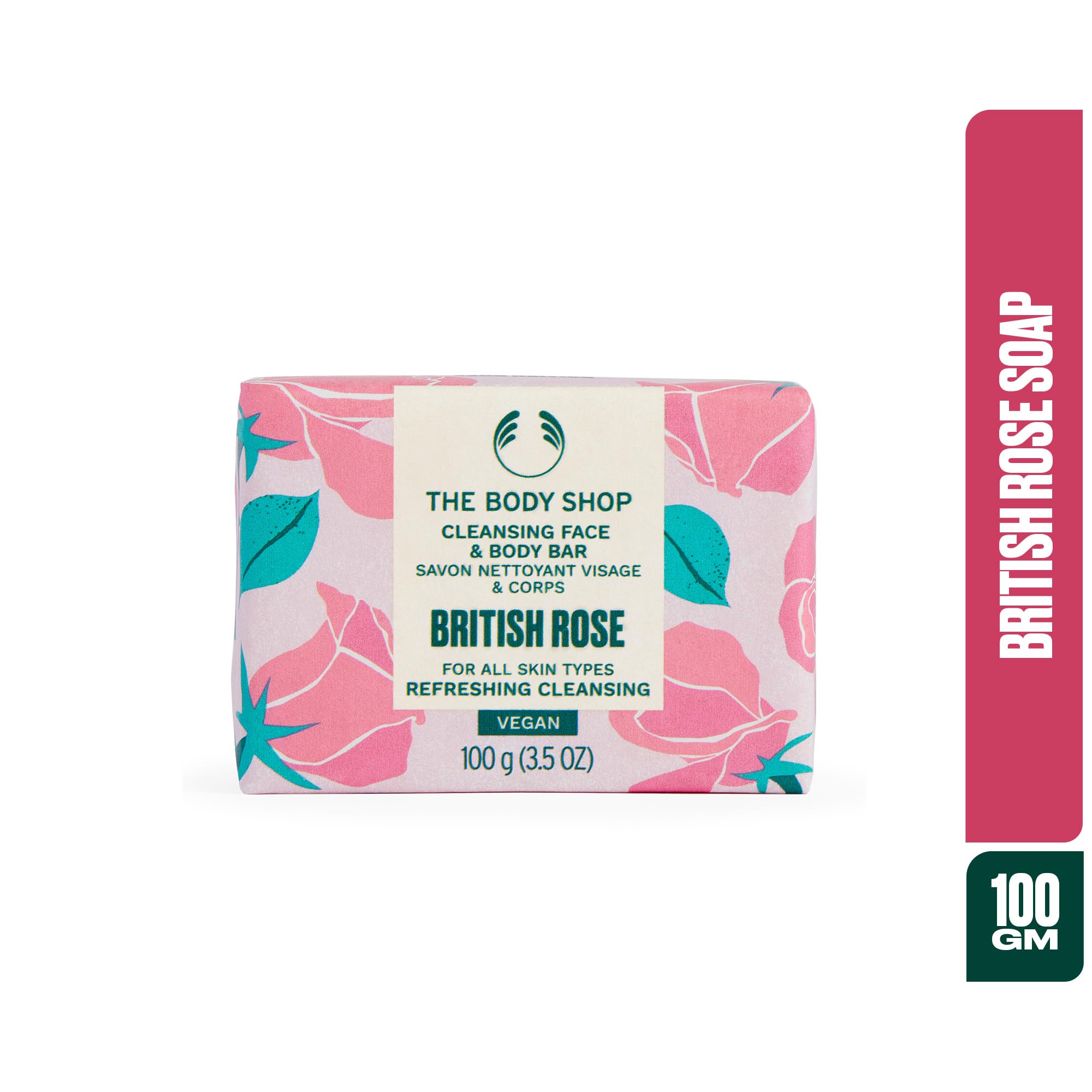The Body Shop British Rose Exfoliating Soap - 3.5 oz, Gentle Face & Body Scrub with Natural Rose Petals for Smooth Skin | Perfect for Daily Exfoliation & Spa-Like Skincare Routine