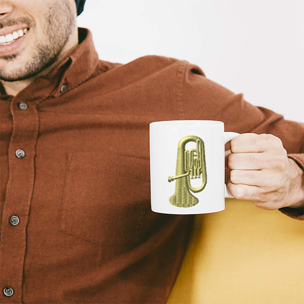 Funny Tuba Music Style Ceramic Coffee Mug - 11oz White Tea Cup for Musicians & Music Lovers | Perfect Gift for Band Members & Coffee Enthusiasts