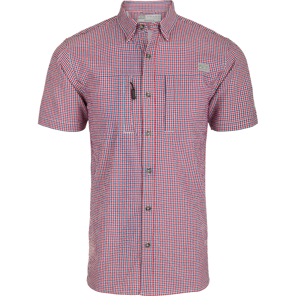 Classic Seersucker Short Sleeve Checkered Shirt for Men - Breathable Summer Casual Wear for Outdoor Activities & Beach Vacations