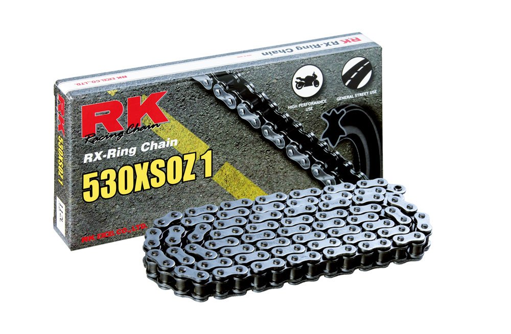 RK Racing Chain 530XSOZ1-100 - High Performance 530 Series Steel Motorcycle Chain (100 Links) for Street & Off-Road Bikes | RX-Ring Technology with Connecting Link | Ideal for Sport Bikes, Cruisers & Dirt Bikes