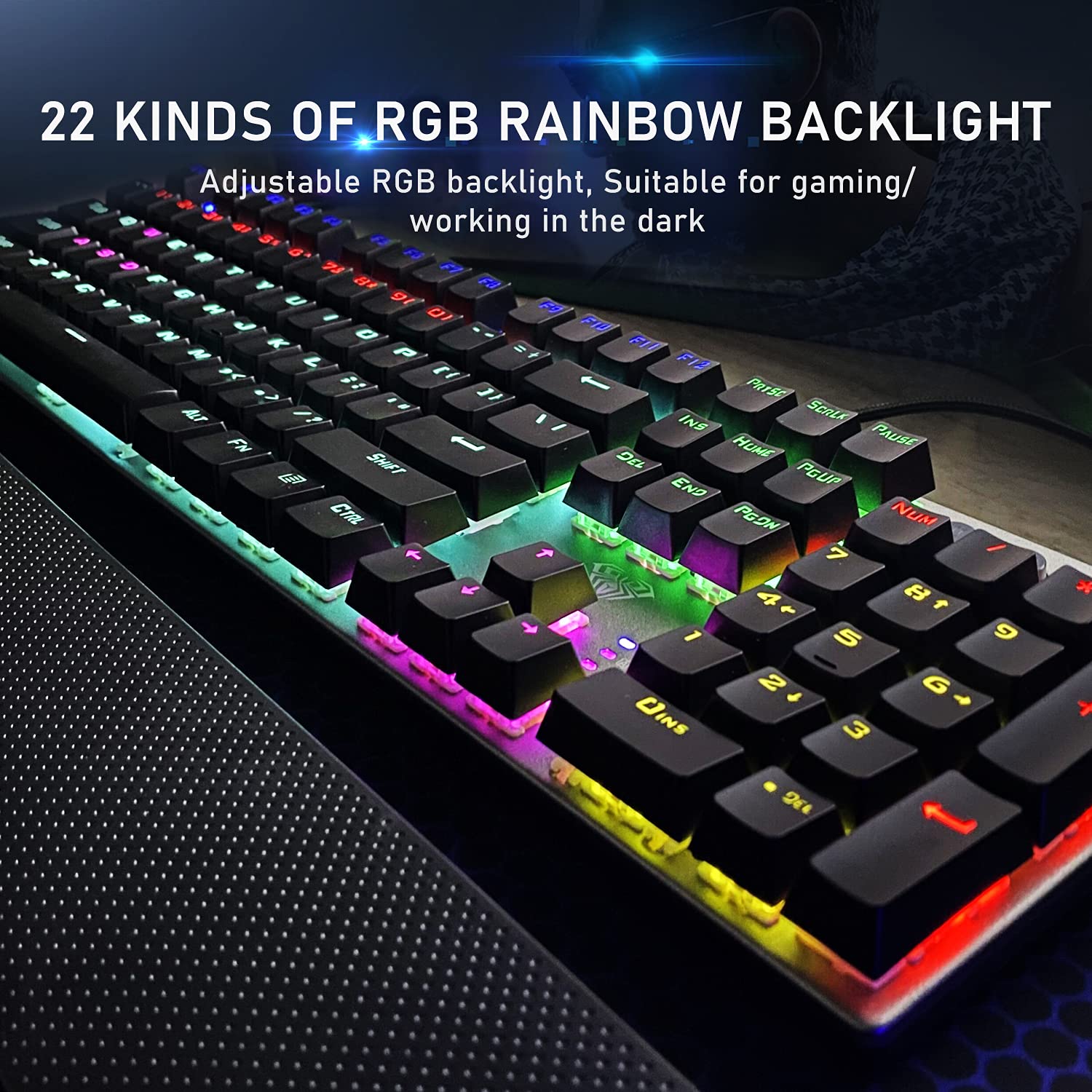AULA Gaming Keyboard and Mouse Combo - Blue Switch Mechanical Keyboard & 2.4G Wireless Mouse for PC, Mac, PS4, PS5 - Perfect for Gaming, Office Work, and Typing