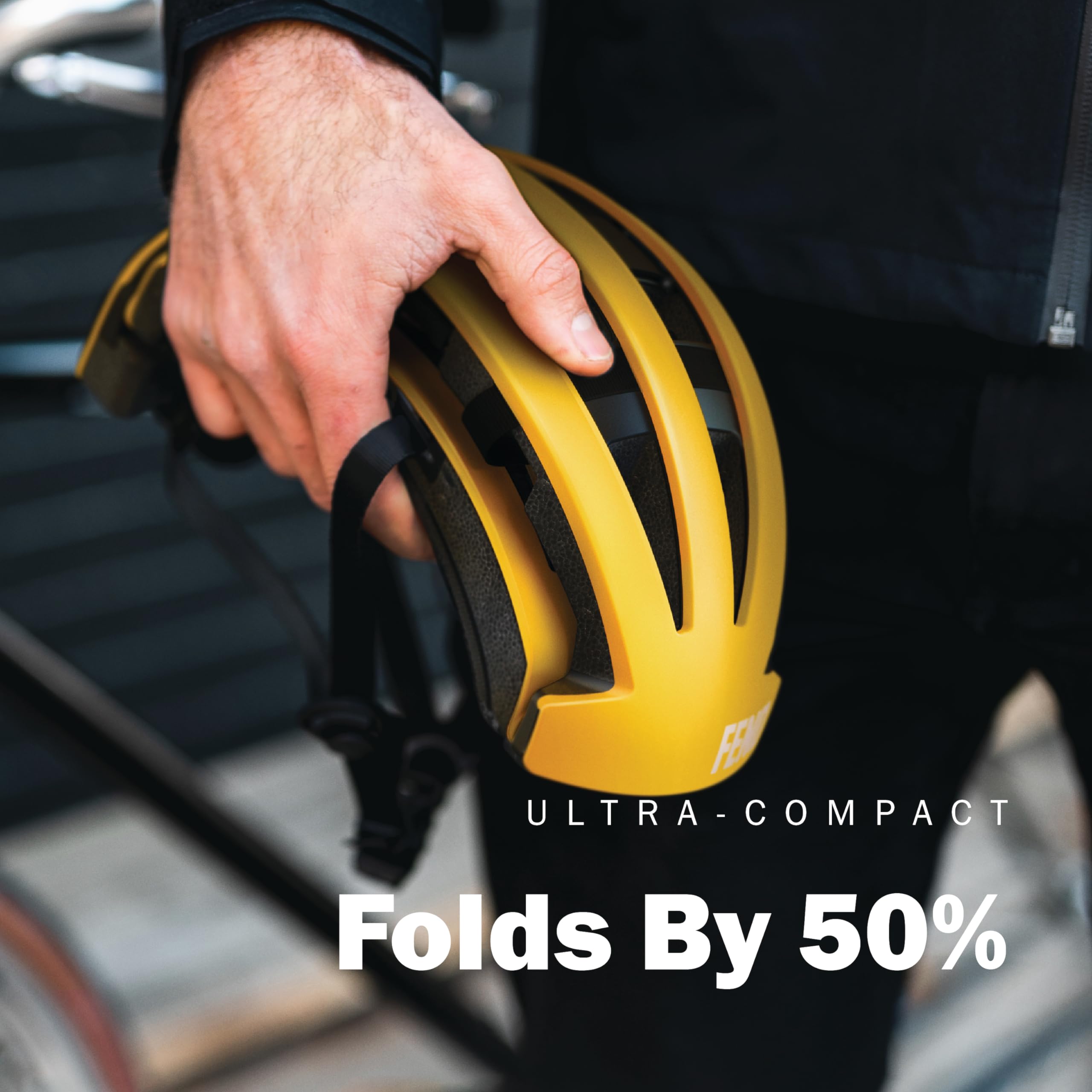 FEND One Foldable Bike Helmet for Adults - Lightweight Collapsible Cycling Helmet Certified for Bicycle, Road Bike & Scooter - Compact Design Reduces to 50% Size - Perfect for Commuting, Urban Cycling & Outdoor Adventures