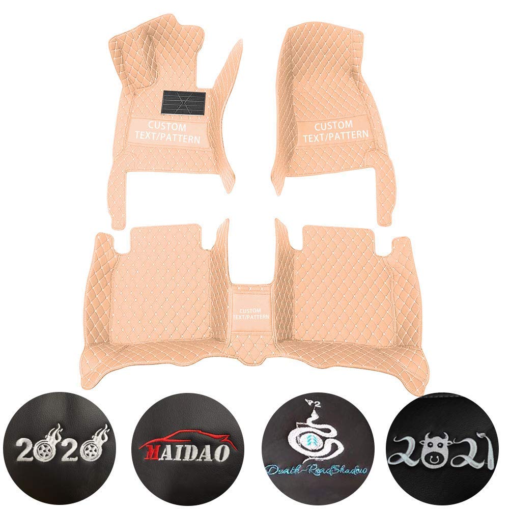 Custom Car Floor Mats for Cadillac SRX 2004-2009 | Waterproof Non-Slip Leather Liners | Universal Fit for 99% Vehicles | Beige Interior Accessories | Perfect for Road Trips, Daily Commute & Family Protection