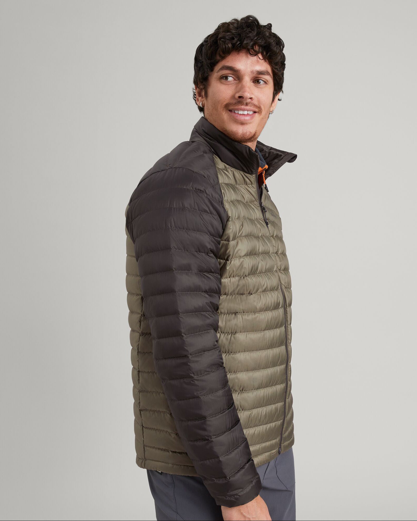 Men's Heli R Down Jacket - Lightweight Waterproof Winter Coat for Outdoor Activities - Beech/Dark Moss - Perfect for Hiking, Skiing & Cold Weather Adventures