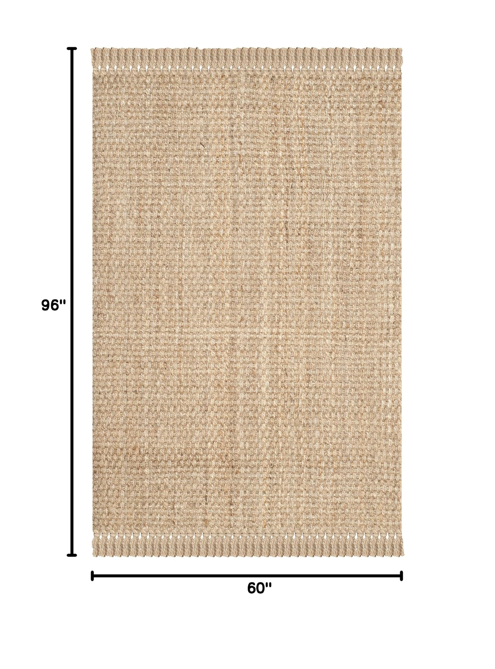 SAFAVIEH Handmade Jute Area Rug 5' x 8' - Natural Fiber Tassel Border, Non-Slip Living Room & Bedroom Rug, Eco-Friendly Home Decor for High Traffic Areas (NF467A) | Perfect for Boho Chic, Farmhouse & Coastal Style Interiors