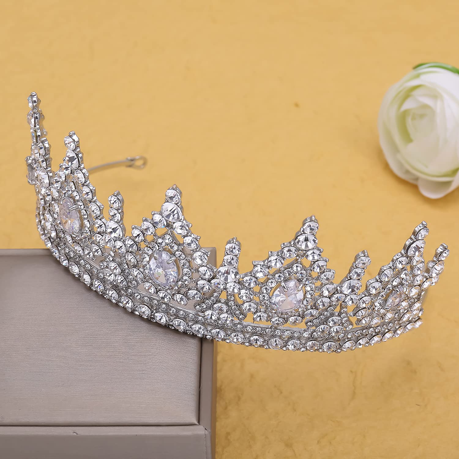 Luxury Crystal Bridal Tiara for Women & Girls - Elegant Queen Crown Hair Jewelry for Weddings, Costume Parties & Special Occasions - Perfect Gift Accessory for Brides, Prom, Pageants & Photo Shoots