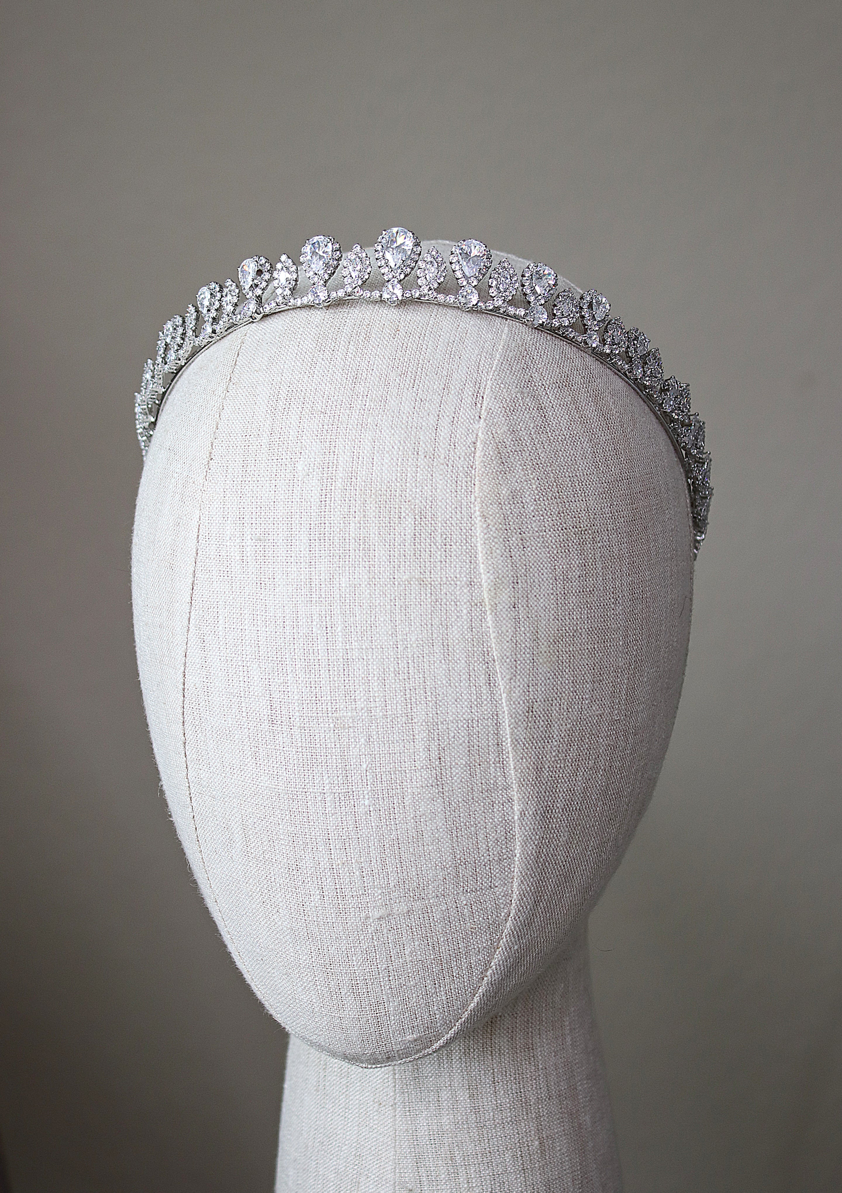 BLYTHE Simulated Diamond Bridal Headpiece Tiara - Elegant Wedding Hair Accessory for Brides, Prom, Pageants & Special Occasions