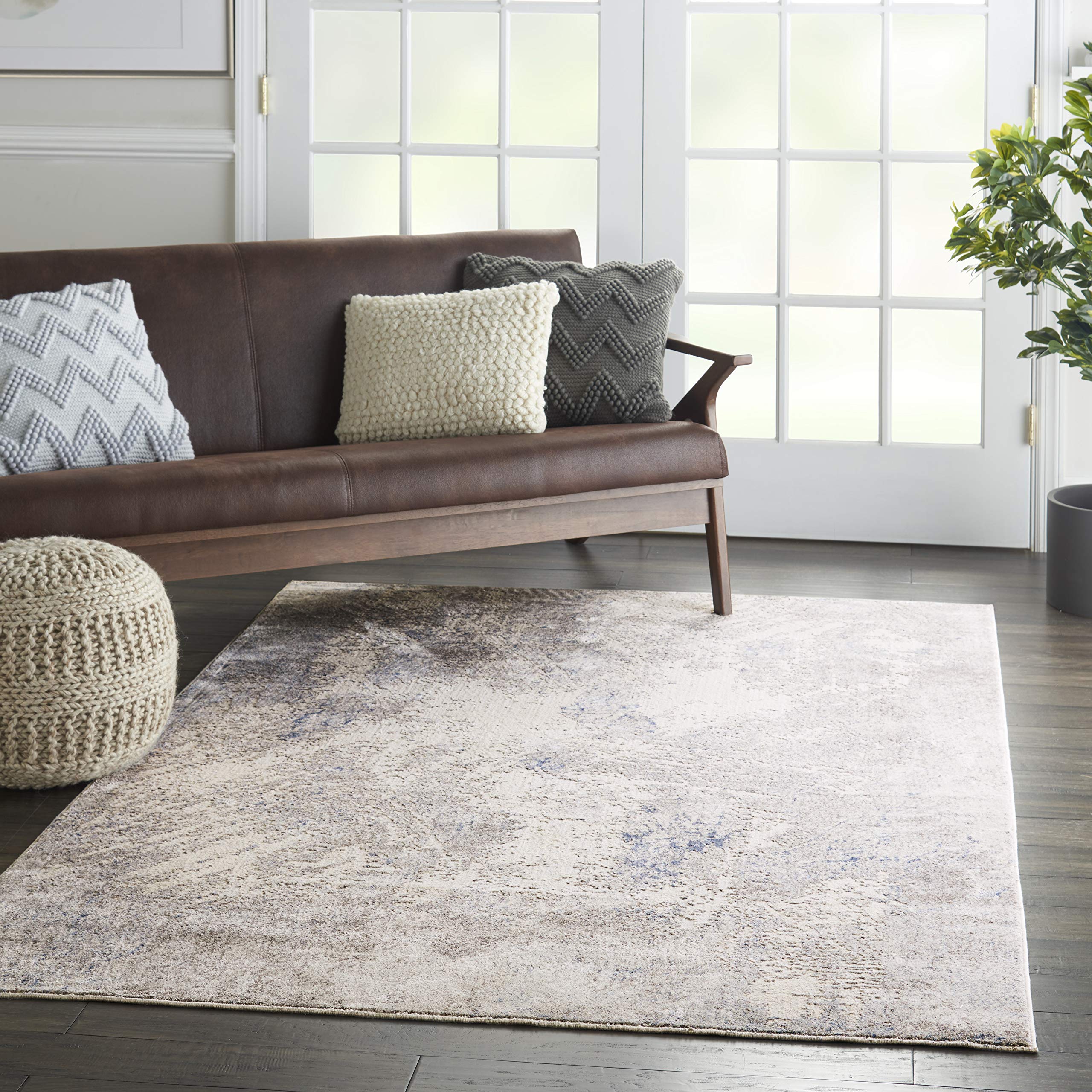 Nourison Sleek Textures Abstract Ivory/Grey 5'3