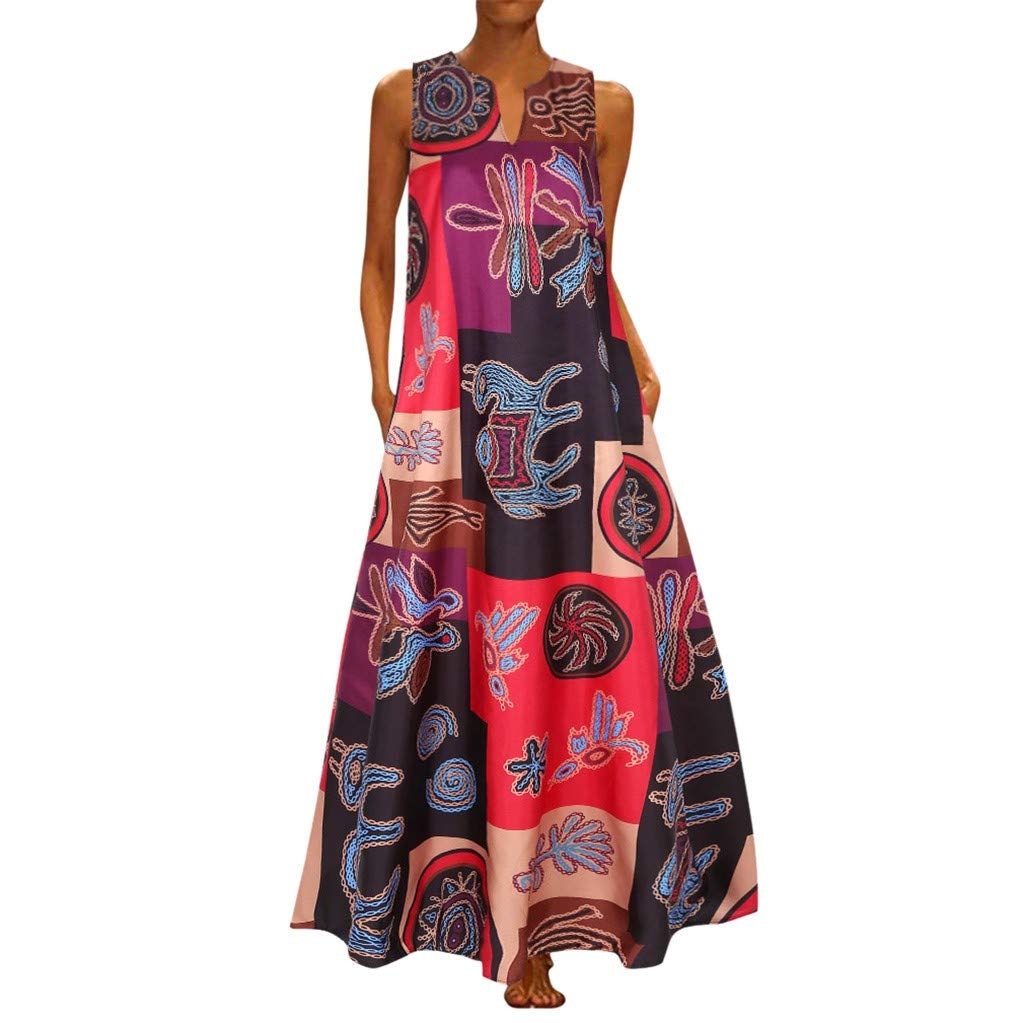 Muranba Plus Size Summer Dress for Women - Sleeveless Linen Boho Maxi Dress with Floral Print & Strappy Design | Perfect for Beach Vacations, Casual Outings & Boho Fashion Lovers