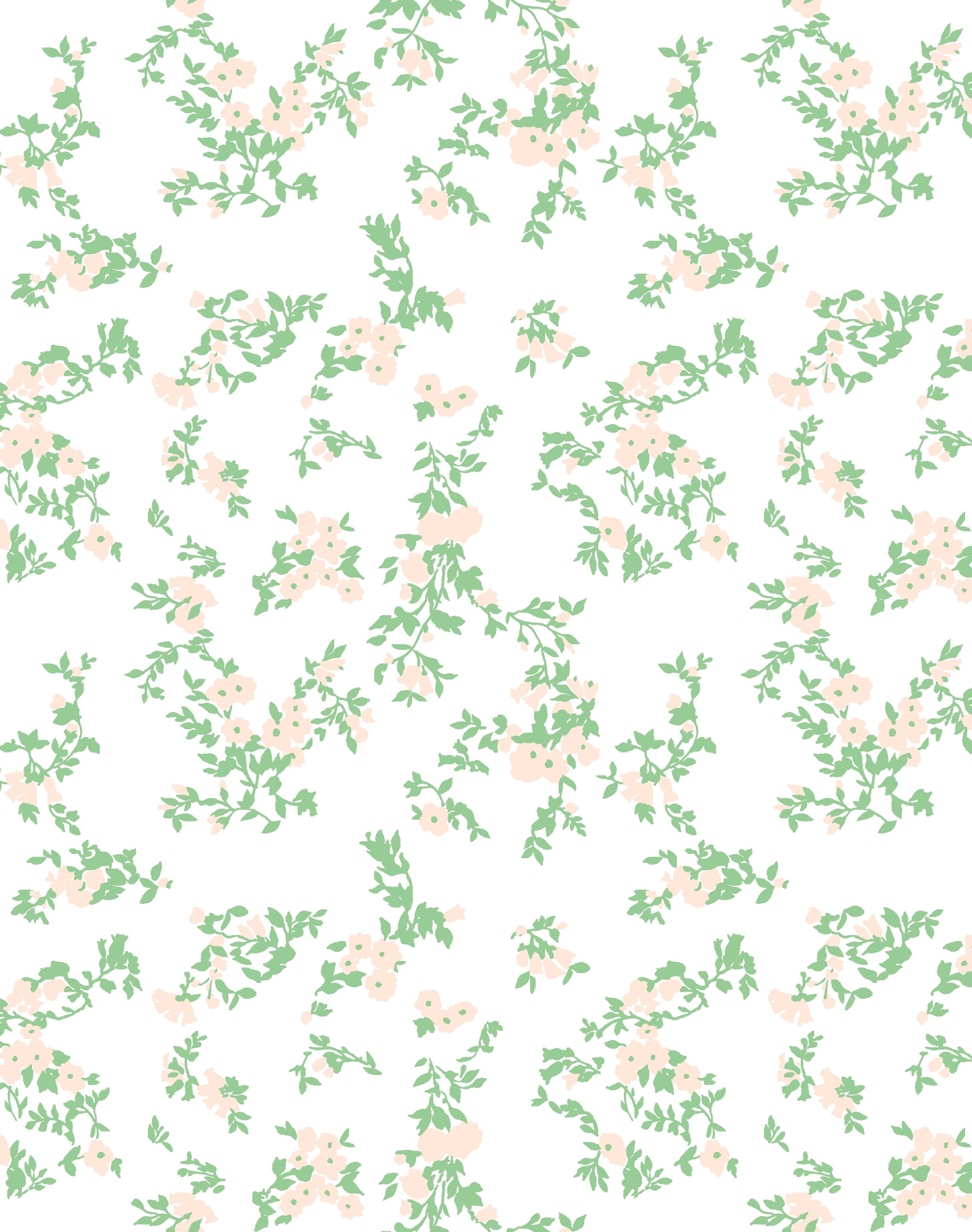 Clare V. Françoise Floral Wallpaper in Peach & Spring Green - Perfect for Bedroom, Living Room & Nursery Decor