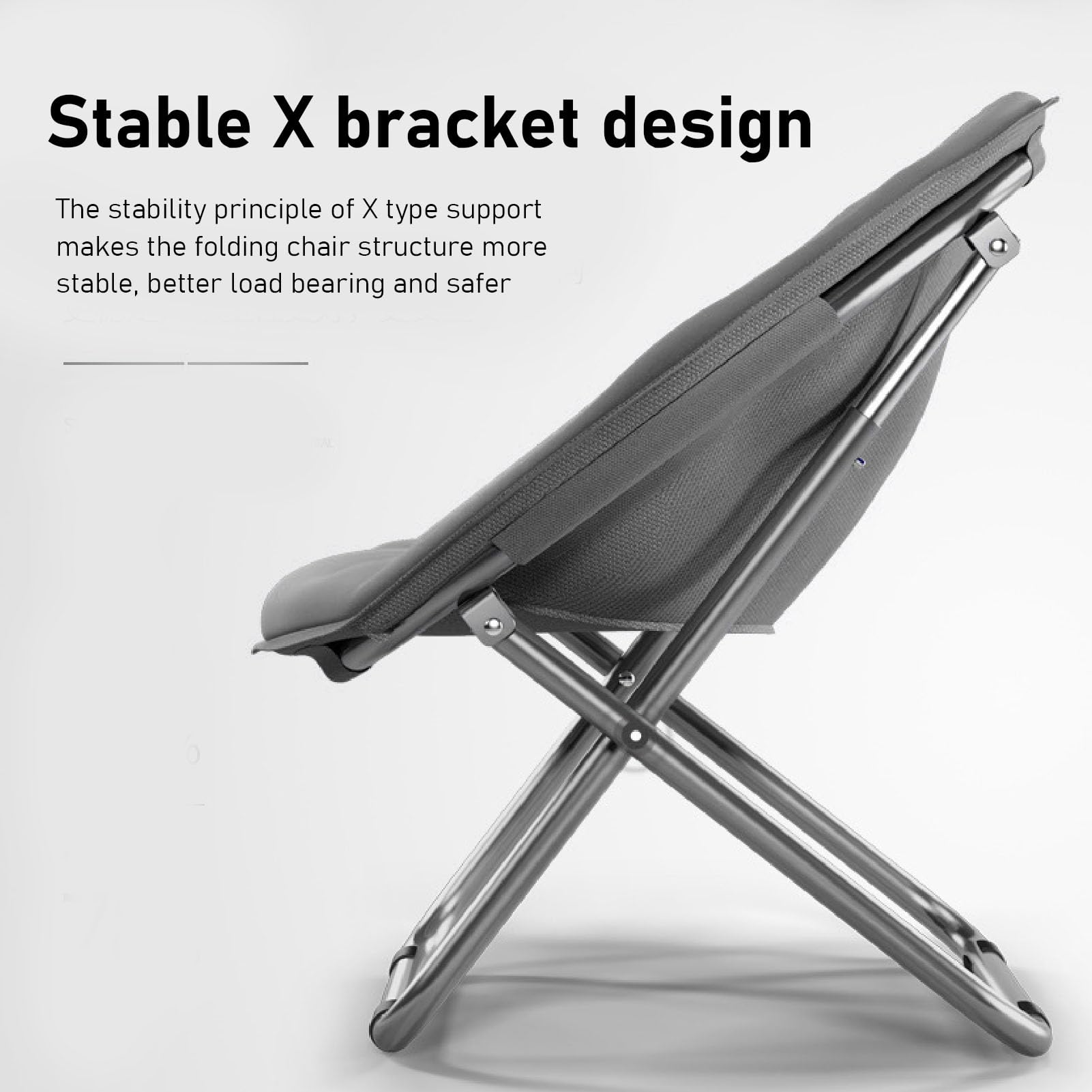 Steel Alloy Folding Chair - Oversized Round Padded Moon Chair with Soft Cushion | Portable & Stable Foldable Chair for Camping, Beach, Picnic, Outdoor Relaxation, Patio Lounging & Backyard Gatherings