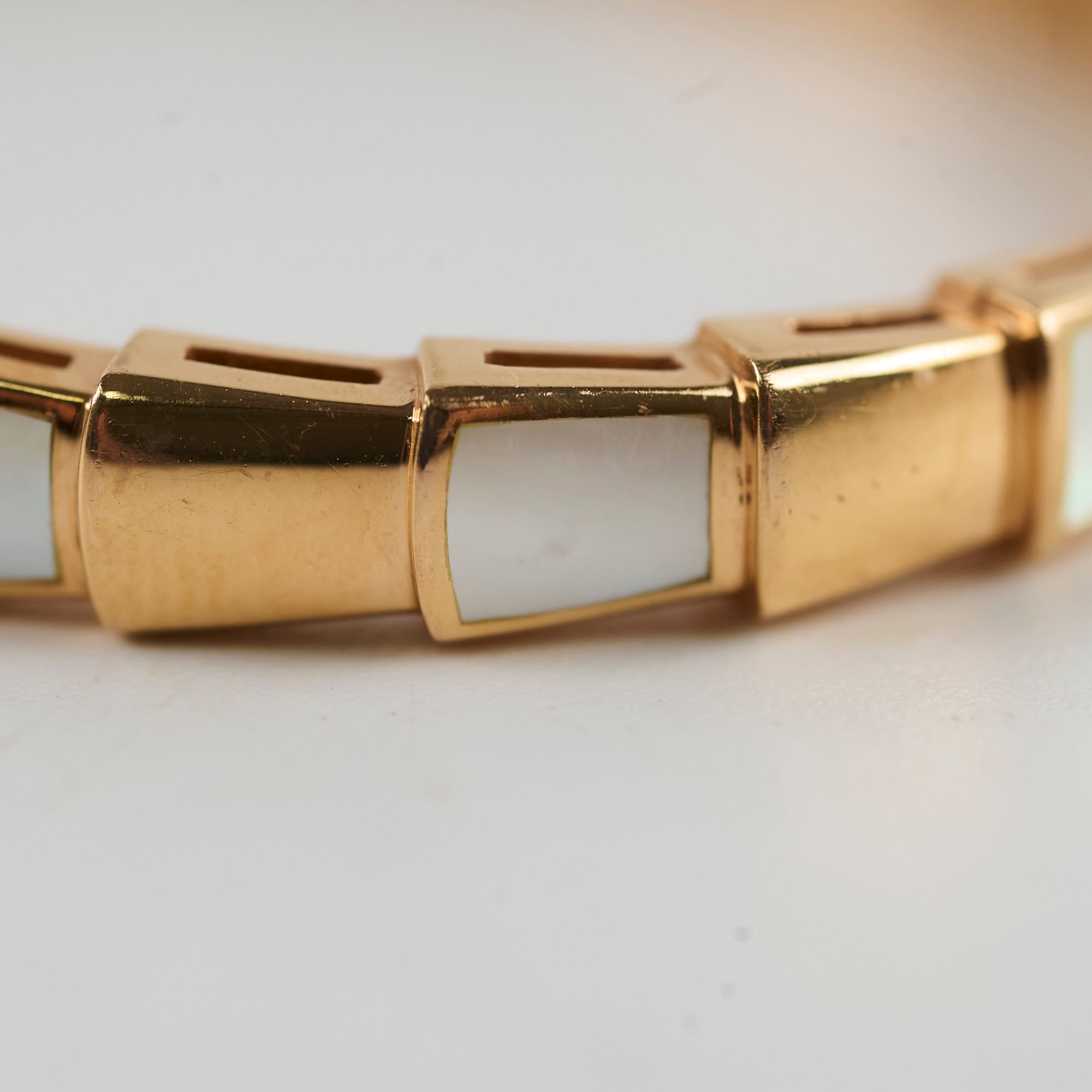 Bulgari Serpenti Viper White Mother of Pearl Bracelet in Pink Gold - Size S | Luxury Italian Jewelry for Women, Perfect for Gifts, Weddings & Special Occasions
