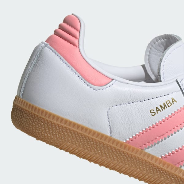 Adidas Kids' Samba OG Sneakers - White & Coral Pink | Classic Soccer-Inspired Shoes for Boys & Girls | Perfect for School, Sports & Casual Wear