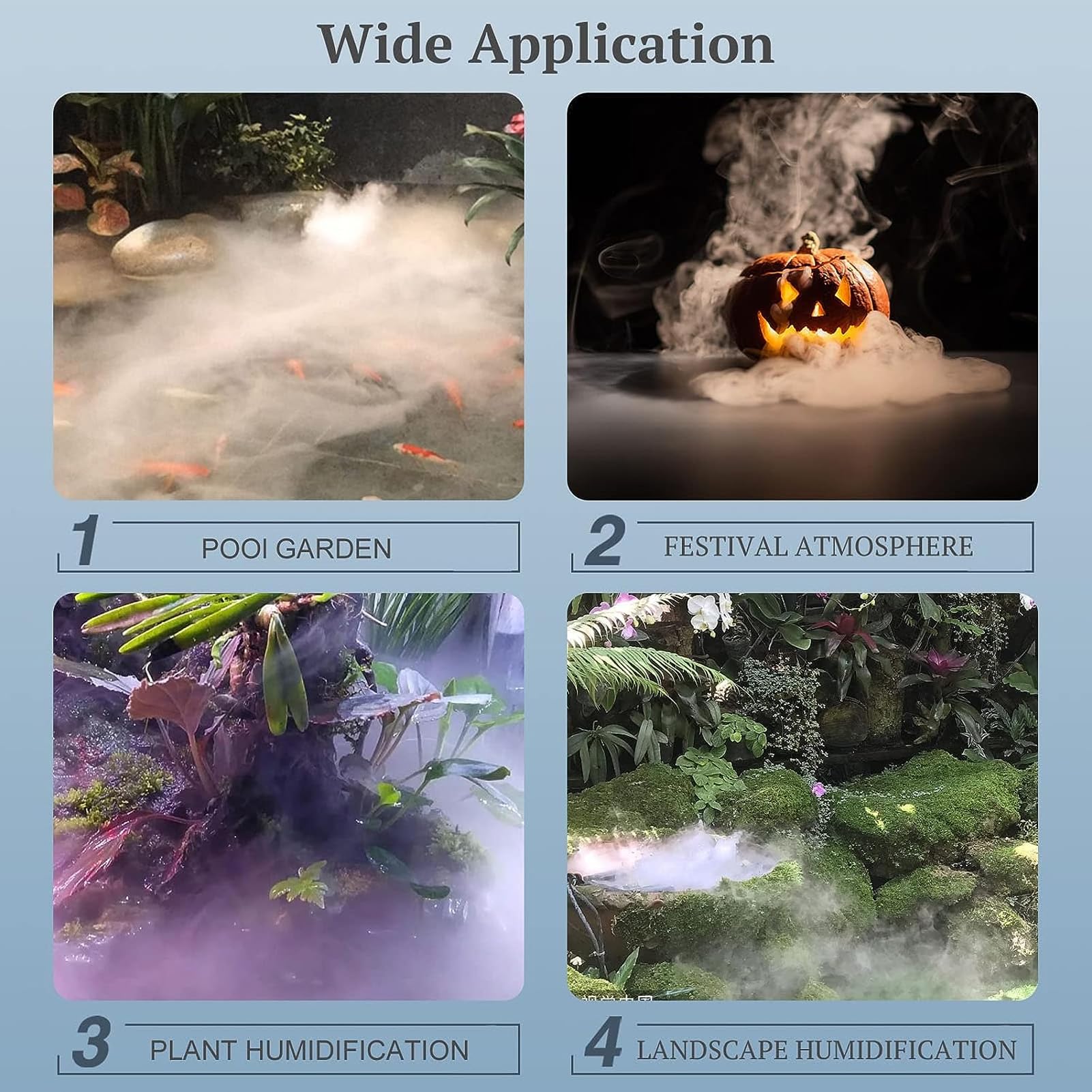 120W Ultrasonic Fog Maker with Auto Shutoff - IP67 Waterproof Pond Fogger for Greenhouse, Rockery, Lawn & Halloween Decorations | 3-Pack Mist Makers with US Plug for Indoor/Outdoor Use