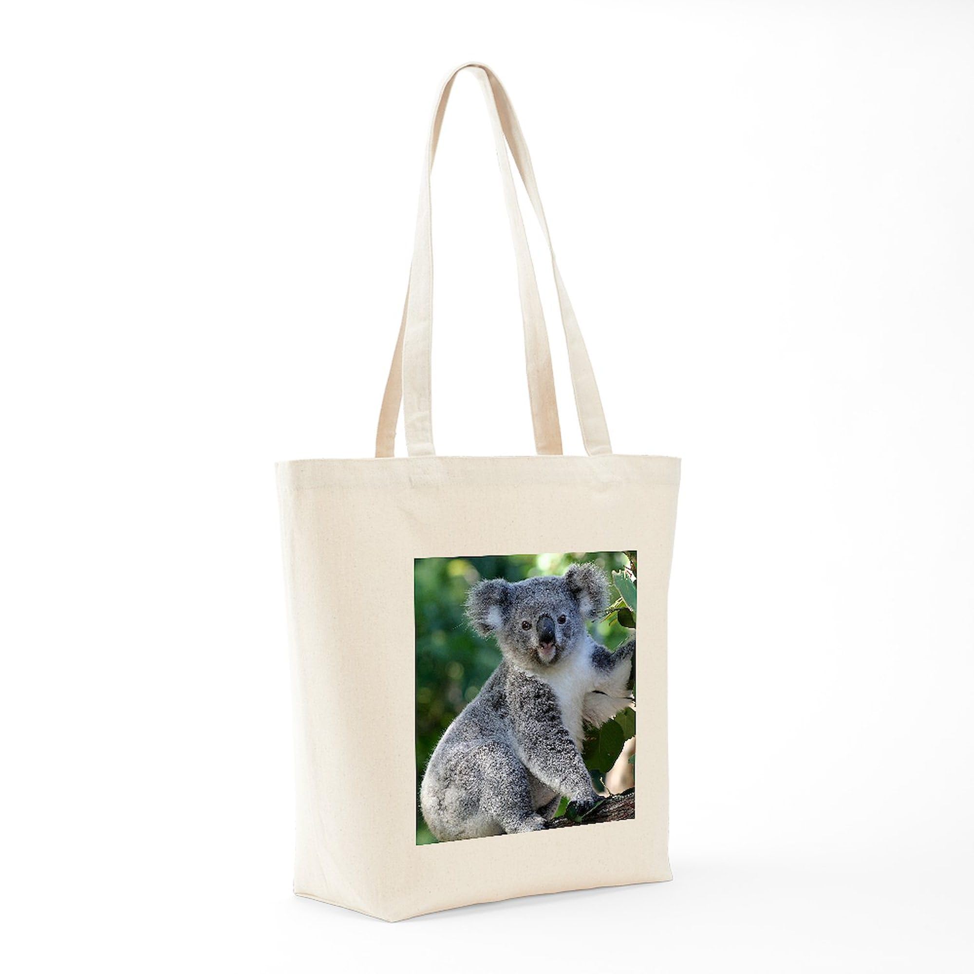 Cute Cuddly Koala Tote Bag - Natural Canvas Reusable Shopping Bag for Groceries, Beach & Daily Use | Eco-Friendly & Durable