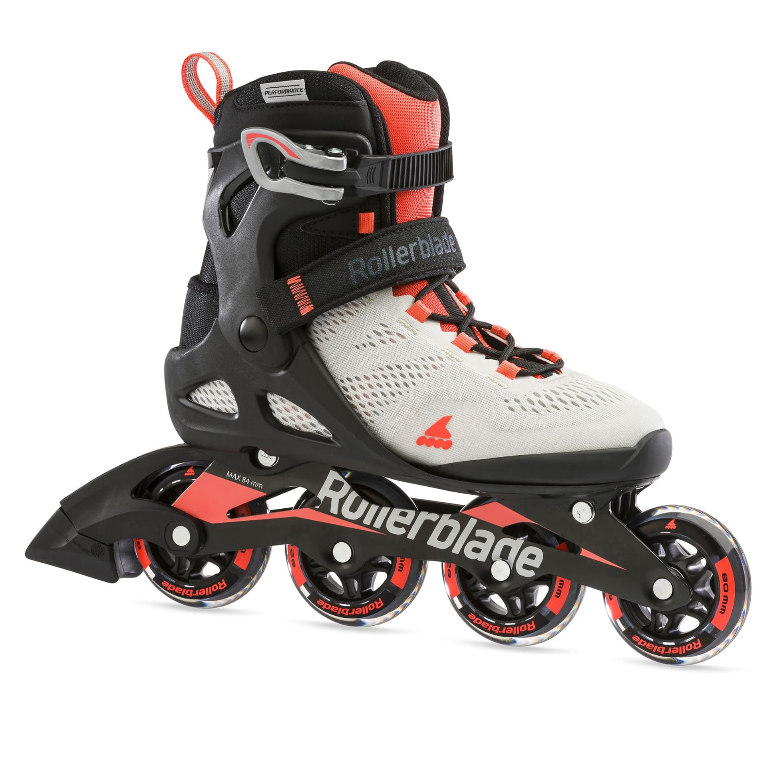 Rollerblade Macroblade 80 Women's Adult Fitness Inline Skates - Lightweight Performance Roller Skates for Women, Grey & Coral - Perfect for Outdoor Exercise, Fitness Training & Recreational Skating