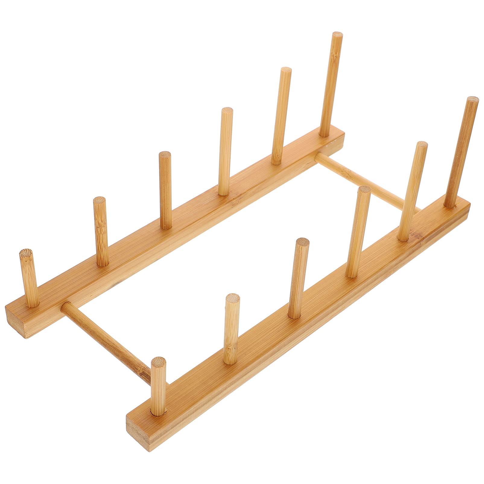 UPKOCH Bamboo Dish Drying Rack - Kitchen Pot Lid Organizer & Cup Draining Rack with Plate Display Shelf | Space-Saving Bowl Storage & Mug Drying Solution for Home, Restaurant, Bar | Perfect for Small Kitchens & Dish Drain Organization