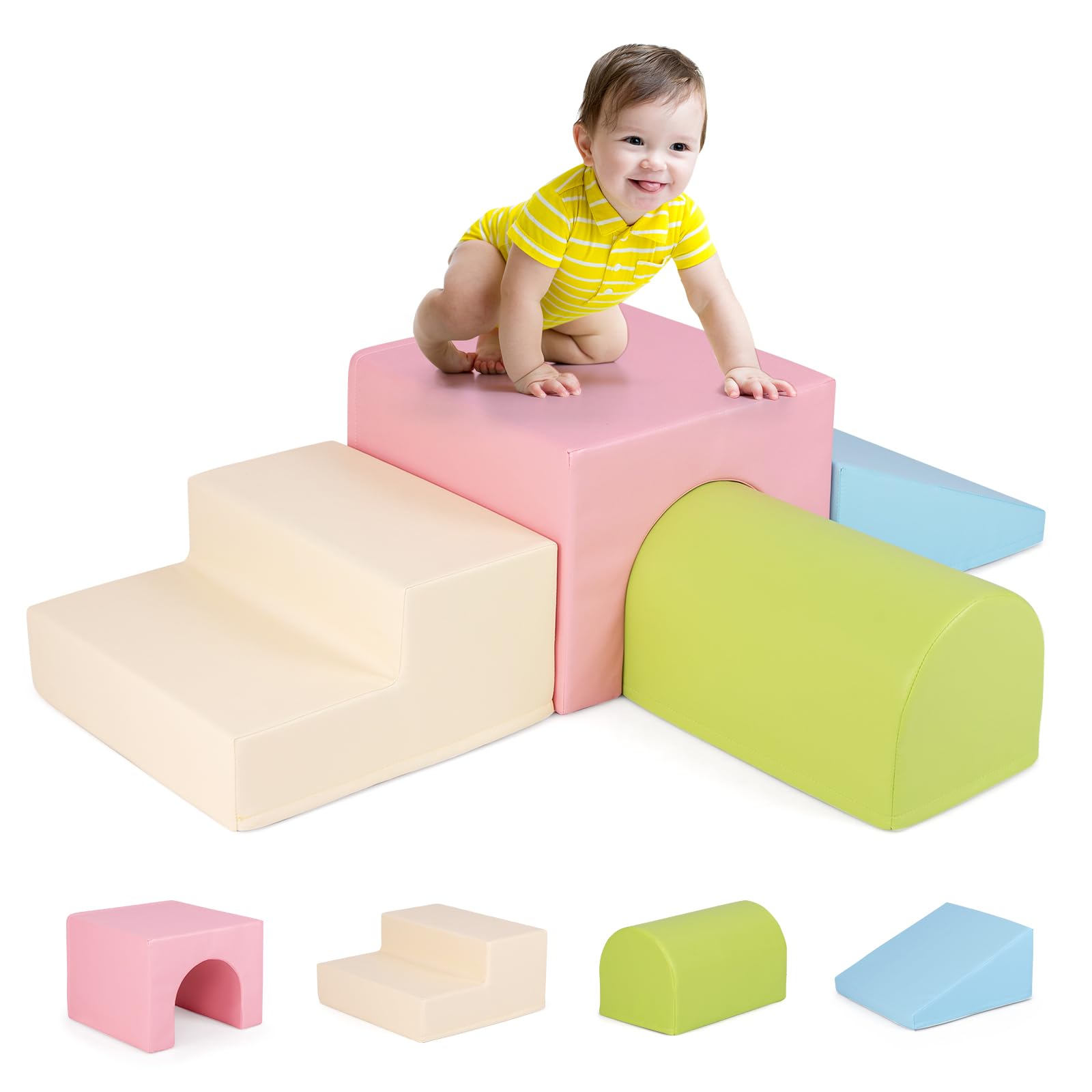 **HONEY JOY Soft Foam Climbing Blocks for Toddlers – Indoor Play Gym Set for Kids, Waterproof & Easy Clean Toddler Climbing Toys for Motor Skills Development – Perfect Gift for Boys & Girls (Pink) – Great for Playrooms, Daycares & Home Use**