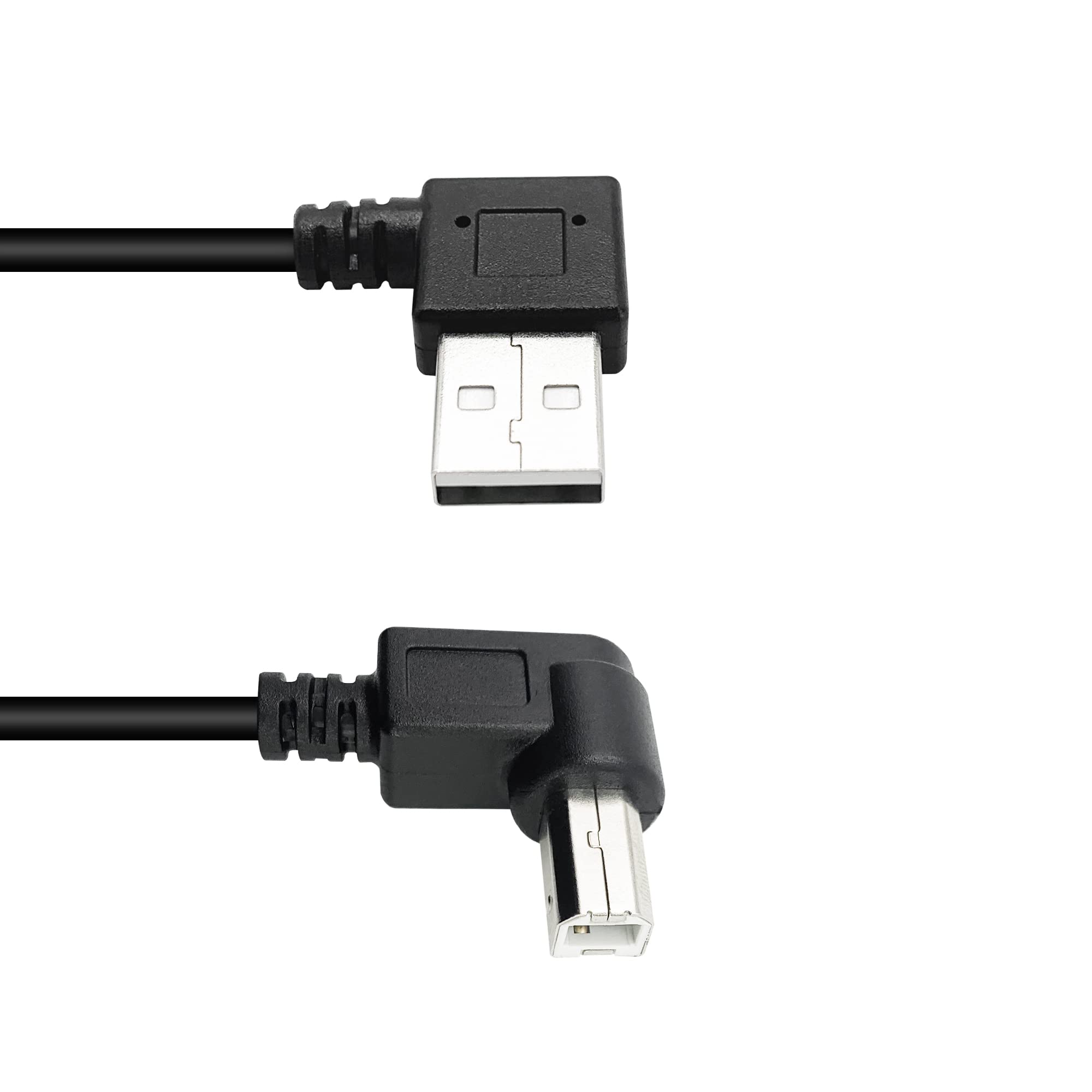 90 Degree Short USB Printer Cable 25CM (0.8Ft) - Left Angle USB 2.0 Type A Male to Left/Right Angle B Male Scanner Cable - Perfect for Printers, Scanners, and Tight Spaces