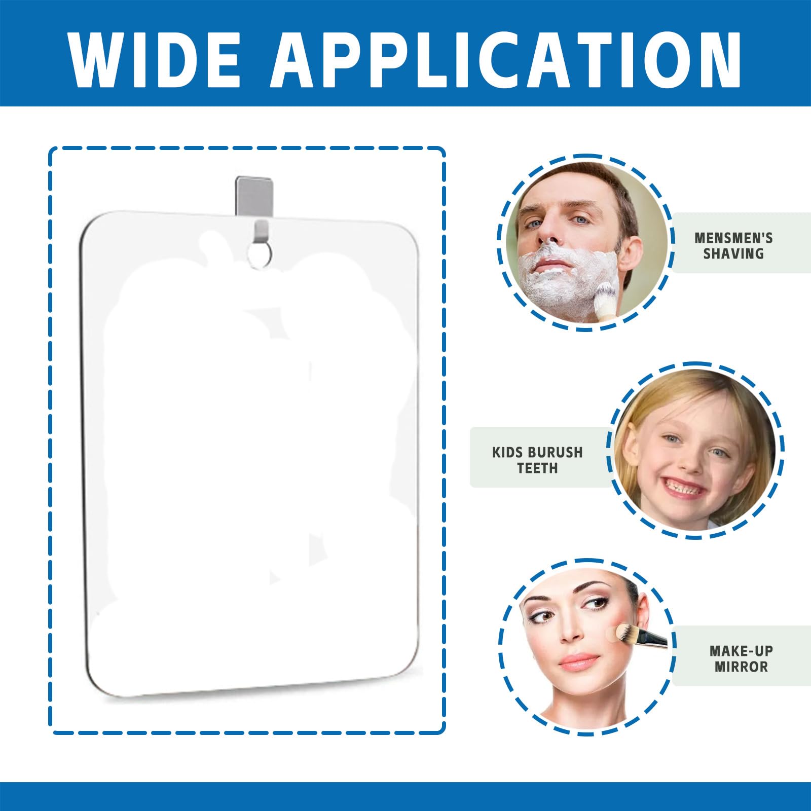 Fogless Shower Mirror with Hook - 7.8x9.8 Inch Shatterproof Plexiglass Bathroom Mirror for Men, Perfect for Shaving & Grooming in The Shower | Ideal for Travel, Camping & Small Spaces