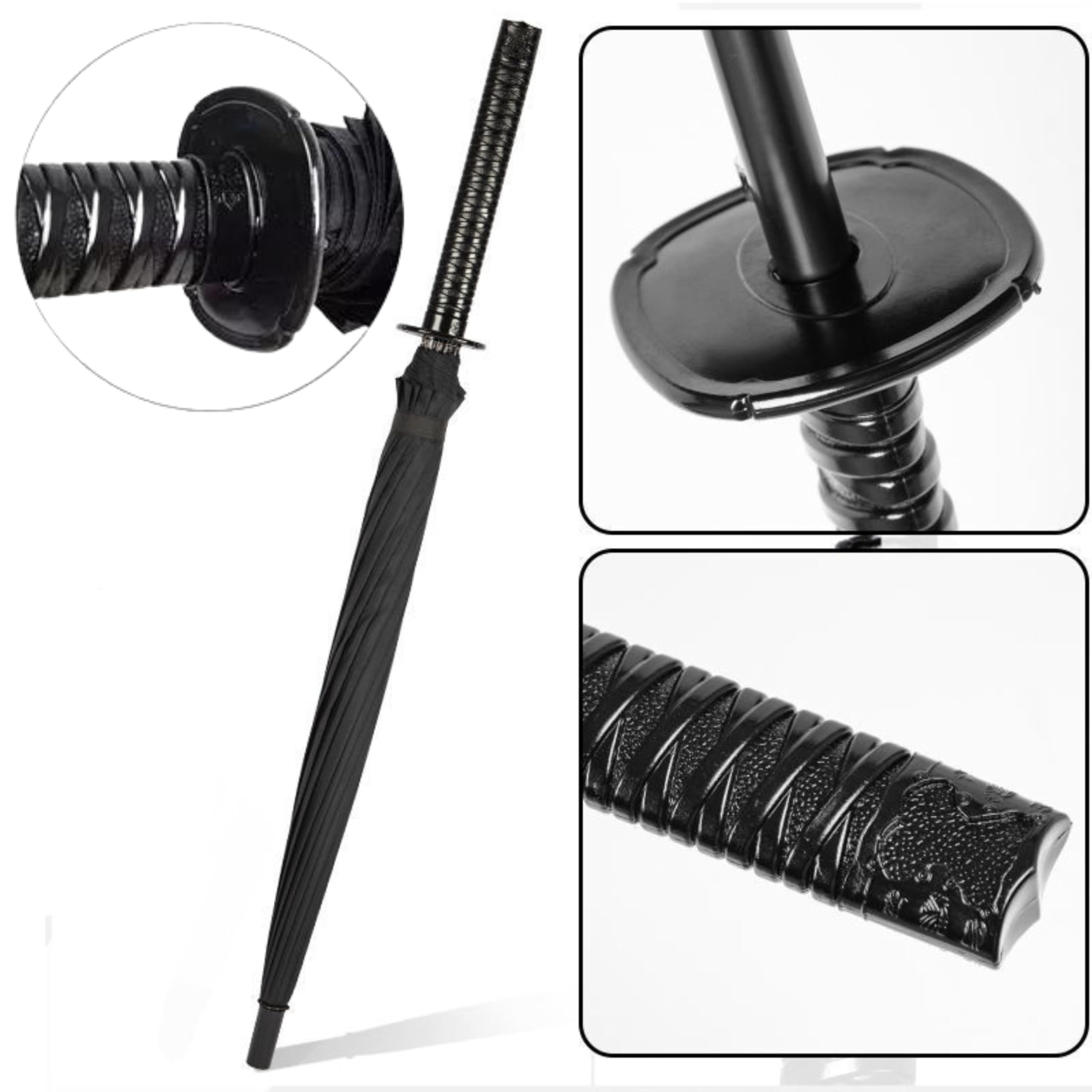Katana Sword Umbrella - Japanese Samurai Style Windproof Semi-Automatic Umbrella with 24 Ribs - Perfect for Cosplay, Anime Conventions & Unique Birthday Gifts