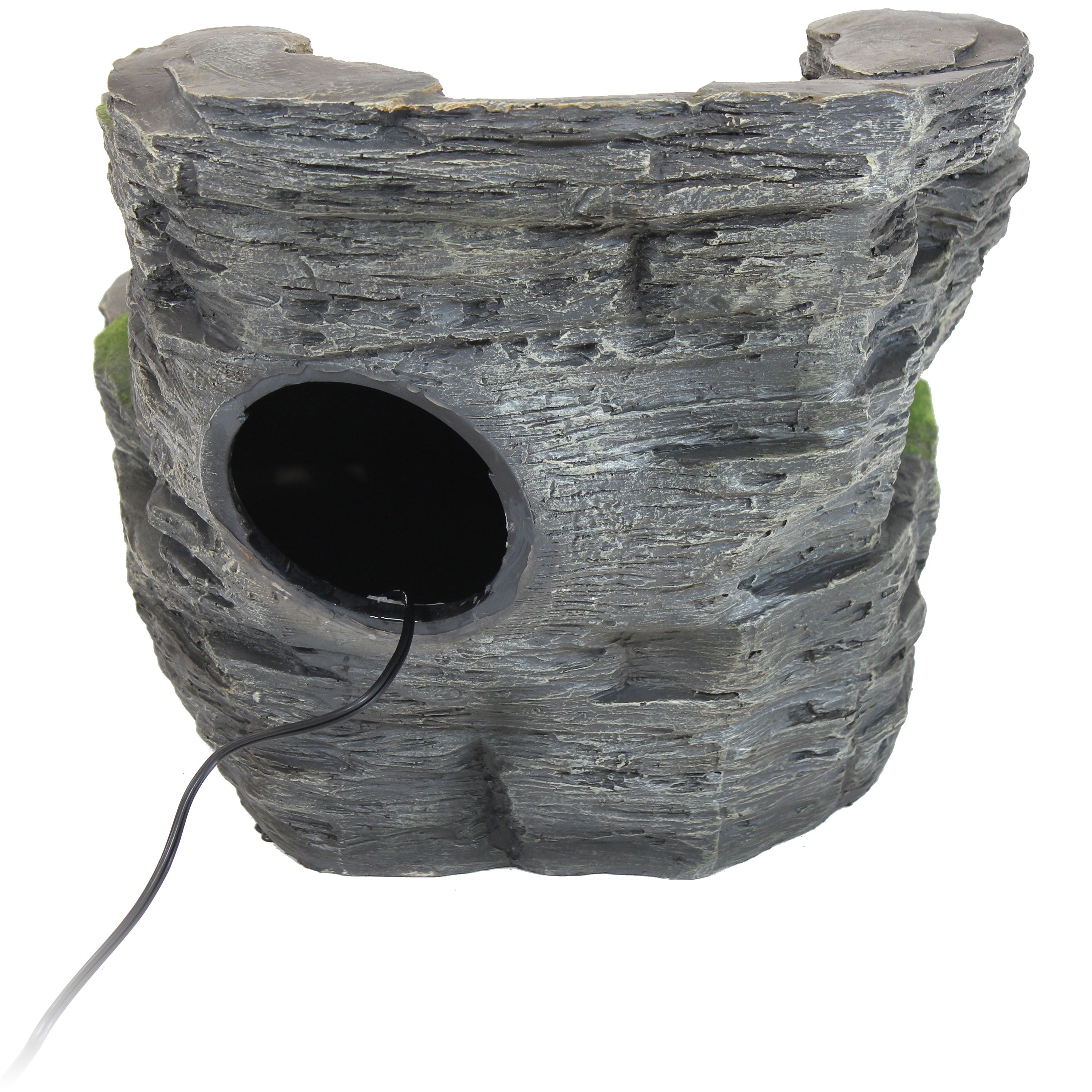 Sunnydaze Shale Falls Outdoor Water Fountain with LED Lights - 13 Inch Garden Decor for Patio, Yard, and Landscape | Relaxing Water Feature for Backyard, Porch, and Outdoor Living Spaces