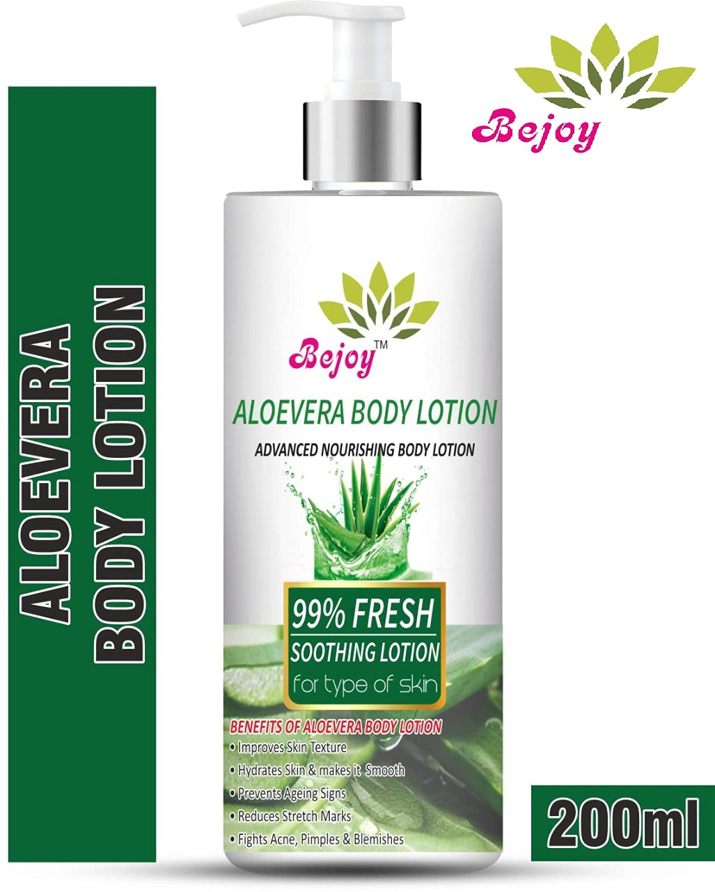 Bejoy Aloe Vera Multi-Vitamin Body Lotion - Lightweight & Fast Absorbing Moisturizer for Normal to Oily Skin - Paraben, Silicone & Mineral Oil Free - 200ml - Perfect for Daily Hydration & Post-Sun Care