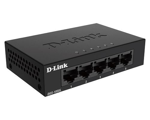 D-Link DGS-105GL 5-Port Gigabit Ethernet Switch - Unmanaged, Metal Housing, Plug & Play - Ideal for Home Office, Small Business & Gaming Setup
