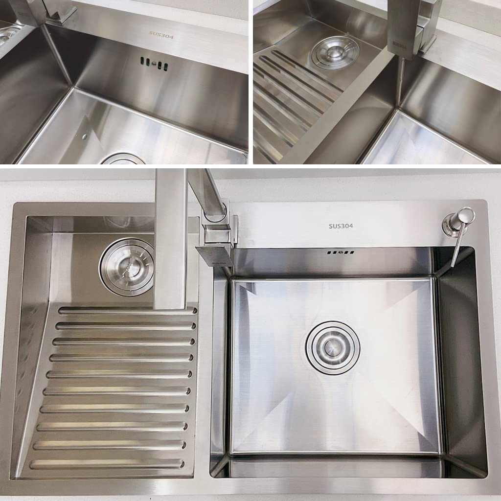 Stainless Steel Double Laundry Sink with Washboard - Heavy Duty Utility Sink for Bathroom, Laundry Room & Balcony - Easy to Clean Wash Basin for Household Use - Perfect for Washing Clothes, Pet Care & Garden Cleaning